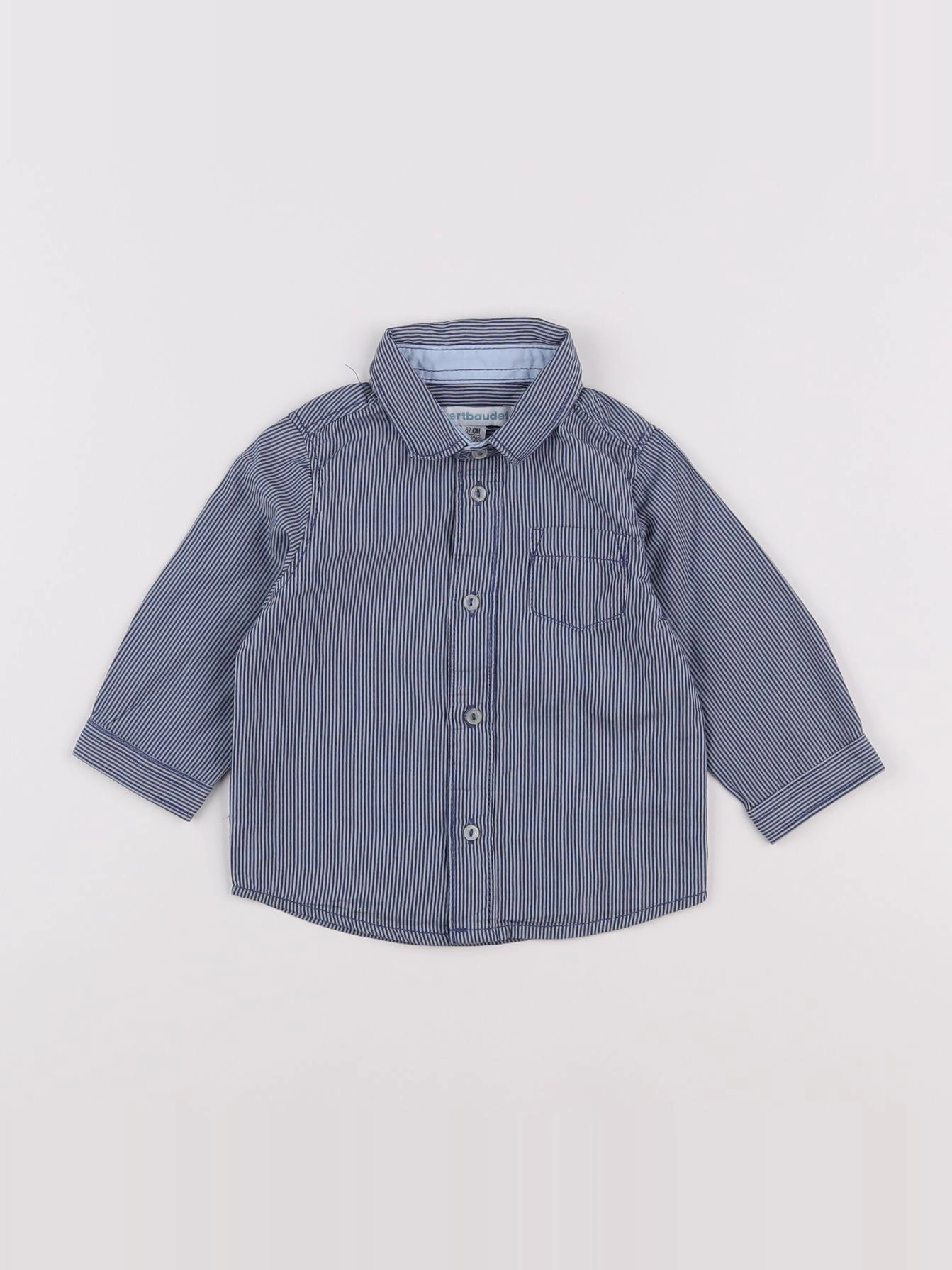 Vertbaudet - chemise blanc, bleu - 6 mois