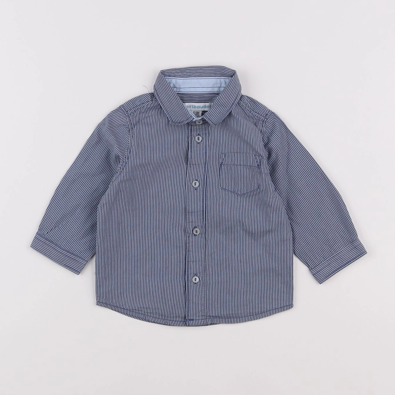 Vertbaudet - chemise blanc, bleu - 6 mois