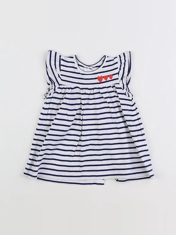 Vertbaudet - robe blanc, bleu - 6 mois