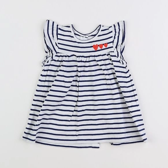 Vertbaudet - robe blanc, bleu - 6 mois