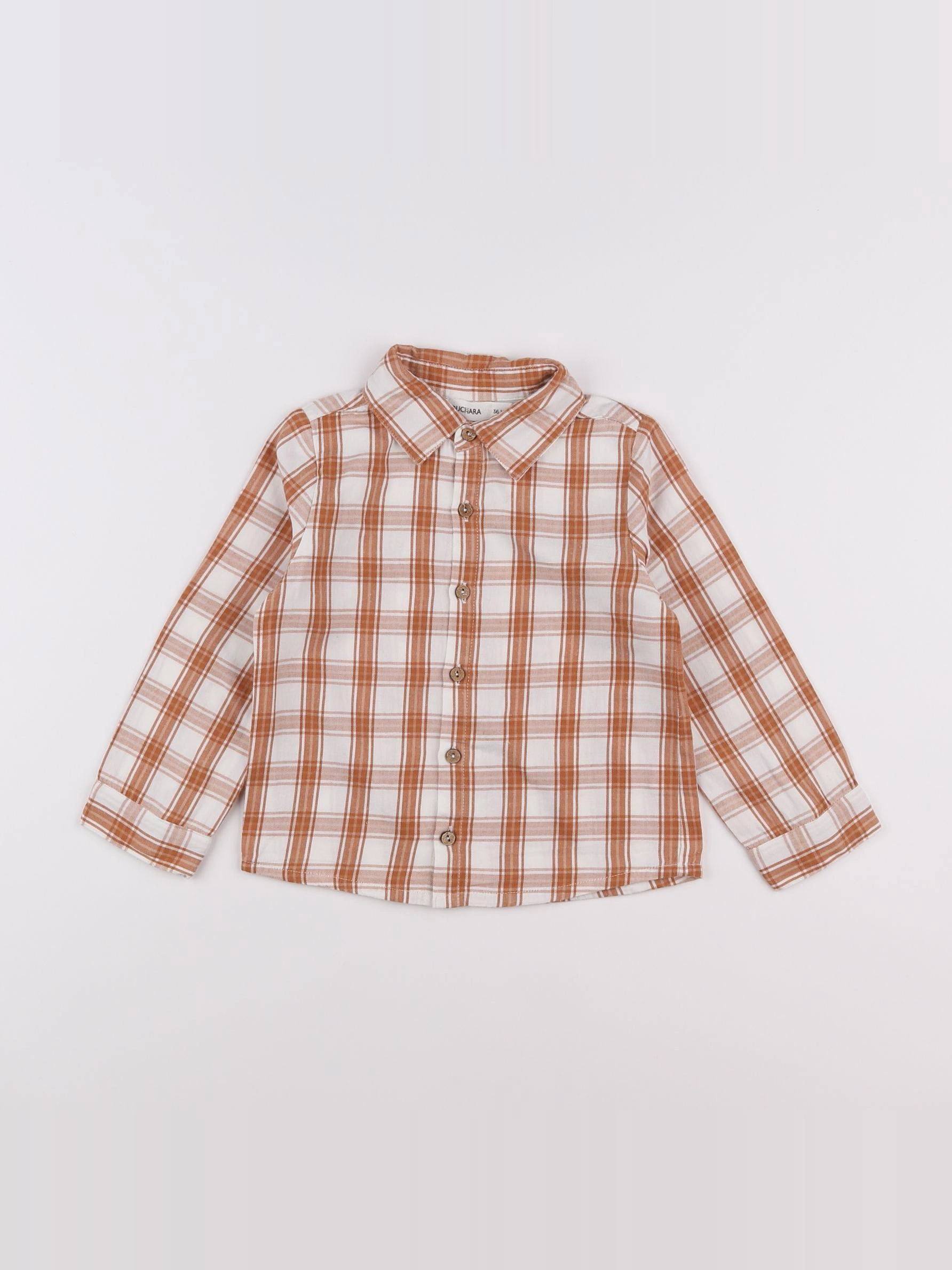 Bouchara - chemise marron, blanc - 3 ans