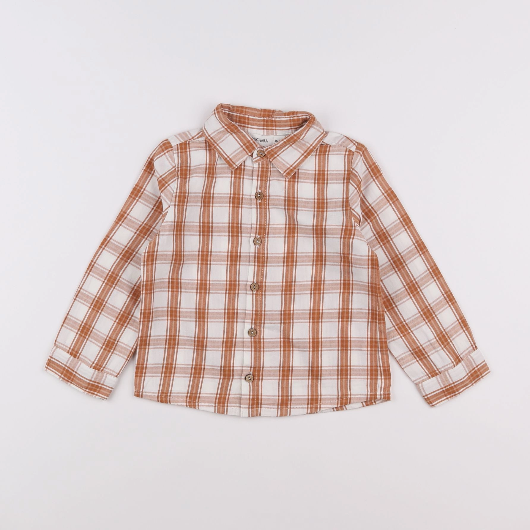 Bouchara - chemise marron, blanc - 3 ans