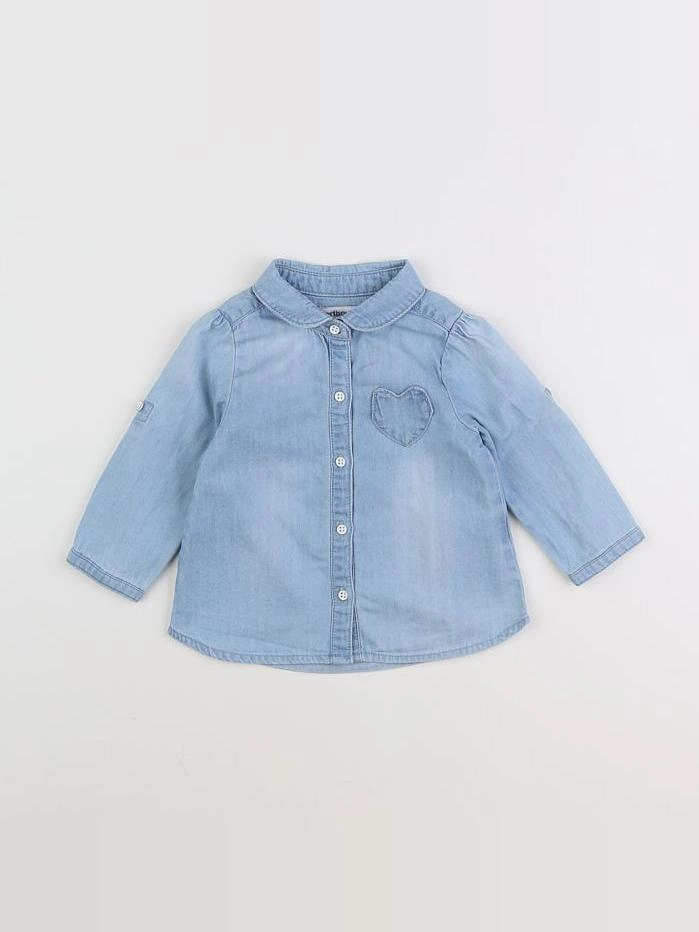 Vertbaudet - chemise bleu - 9 mois