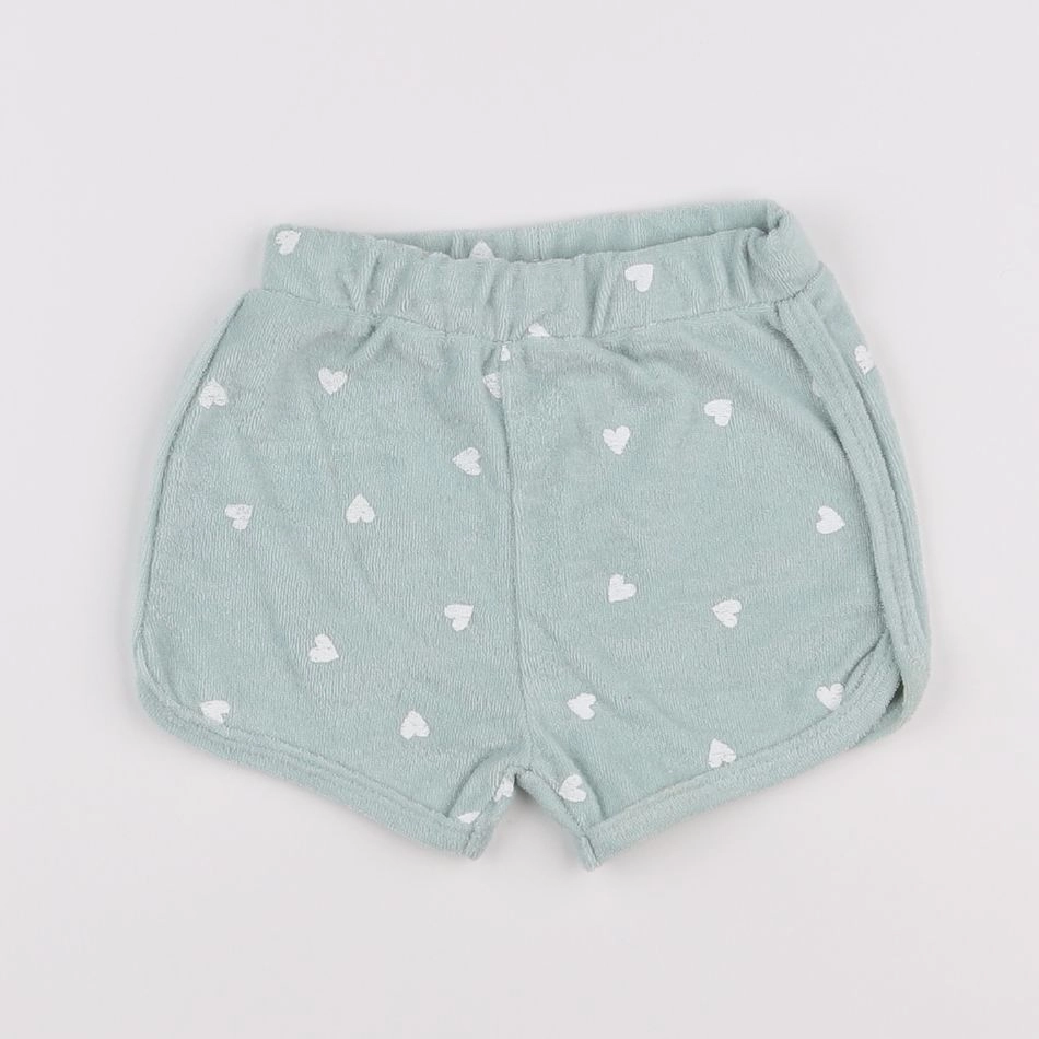 Vertbaudet - short vert, blanc - 9 mois