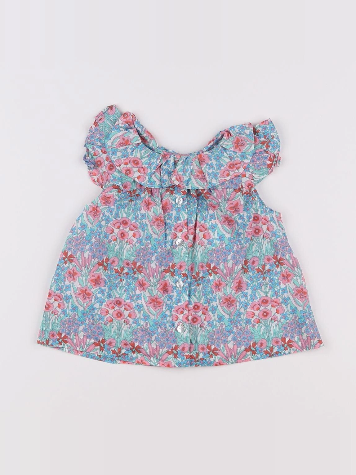 Jacadi - blouse liberty bleu, rose - 12 mois