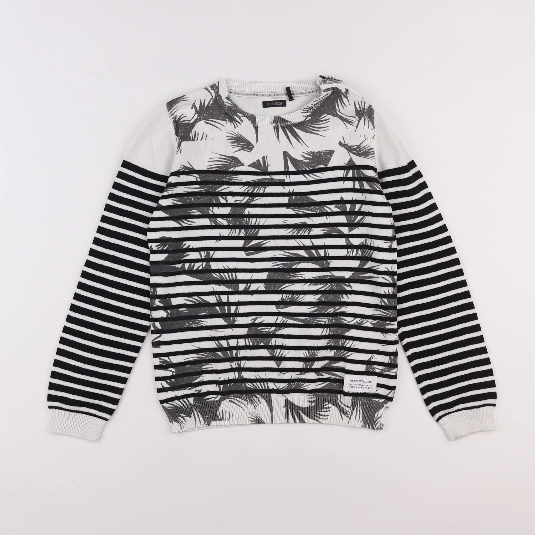 IKKS - pull noir, blanc - 10 ans