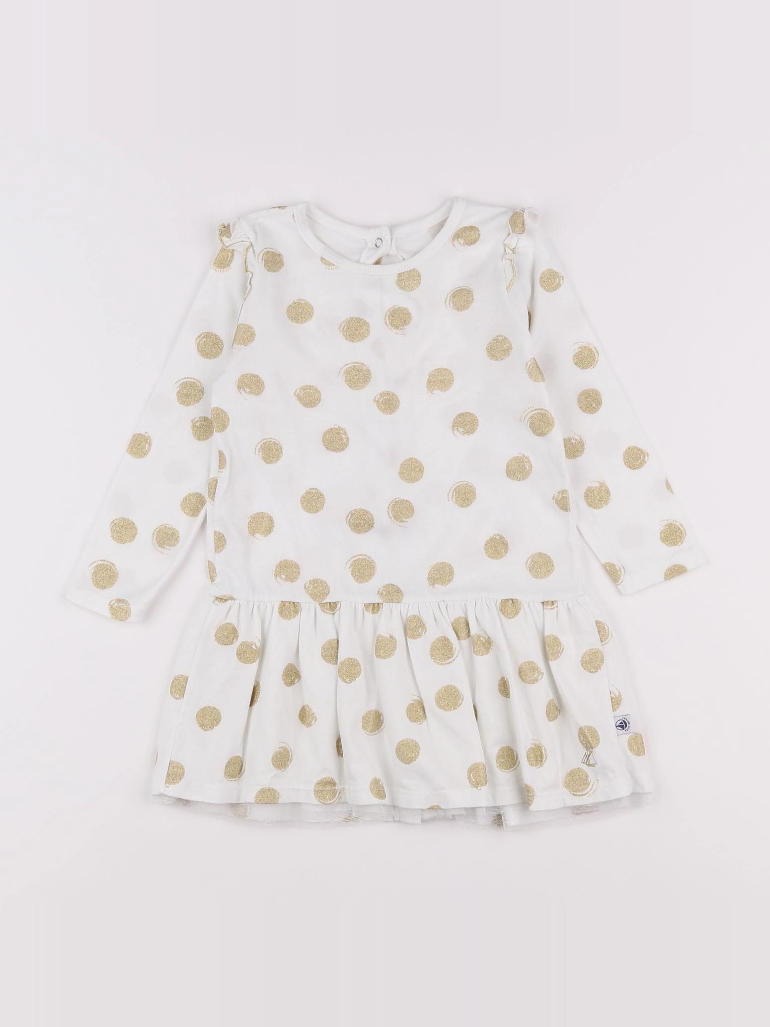 Petit Bateau - robe blanc, or - 2 ans