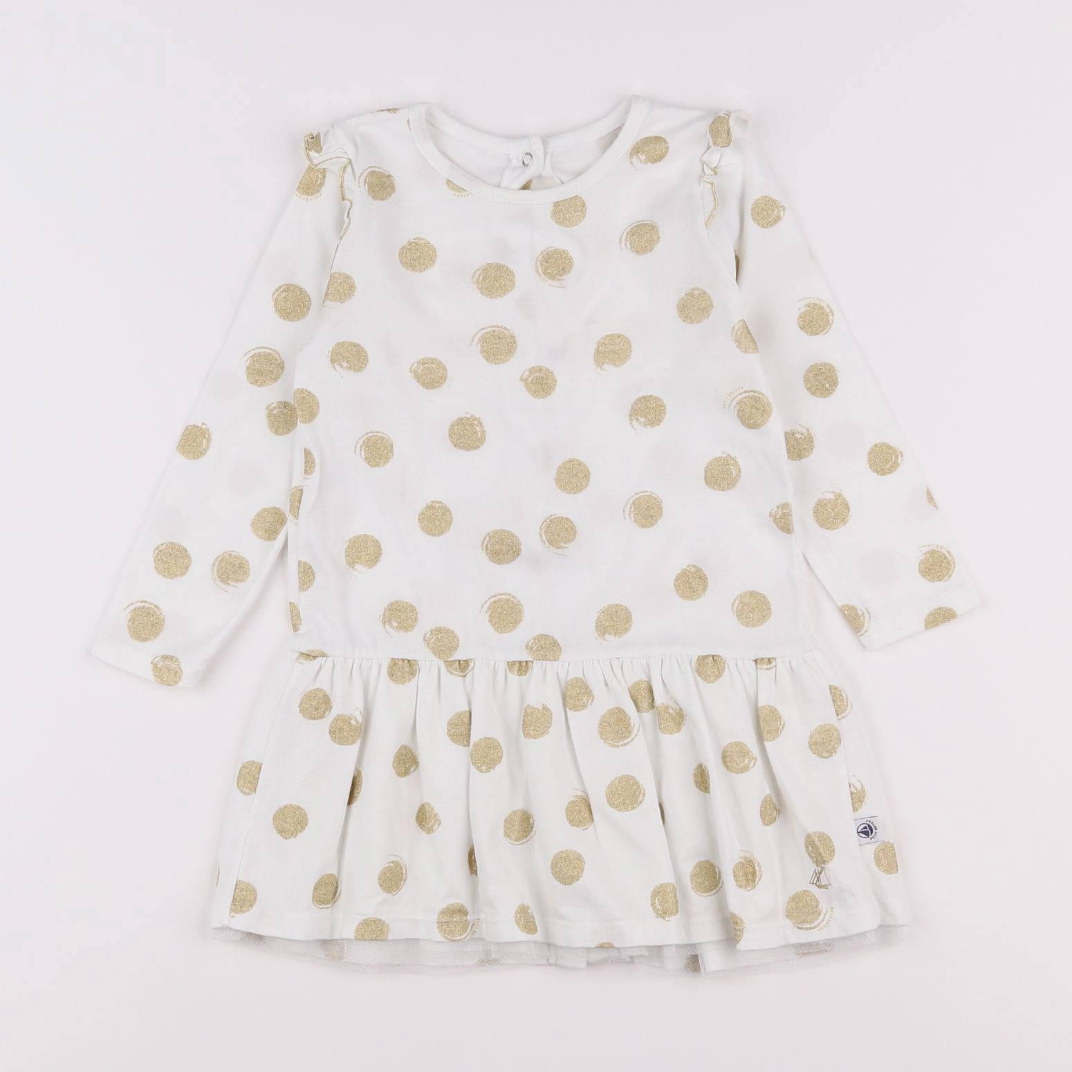 Petit Bateau - robe blanc, or - 2 ans