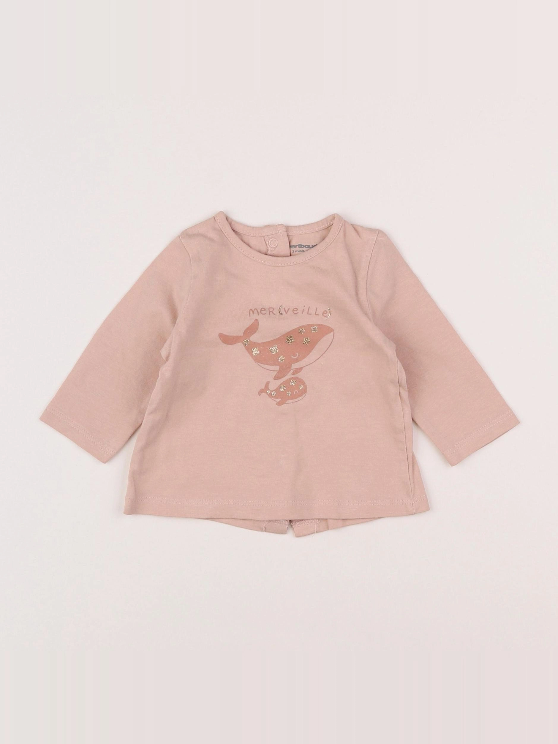 Vertbaudet - tee-shirt rose - 3 mois