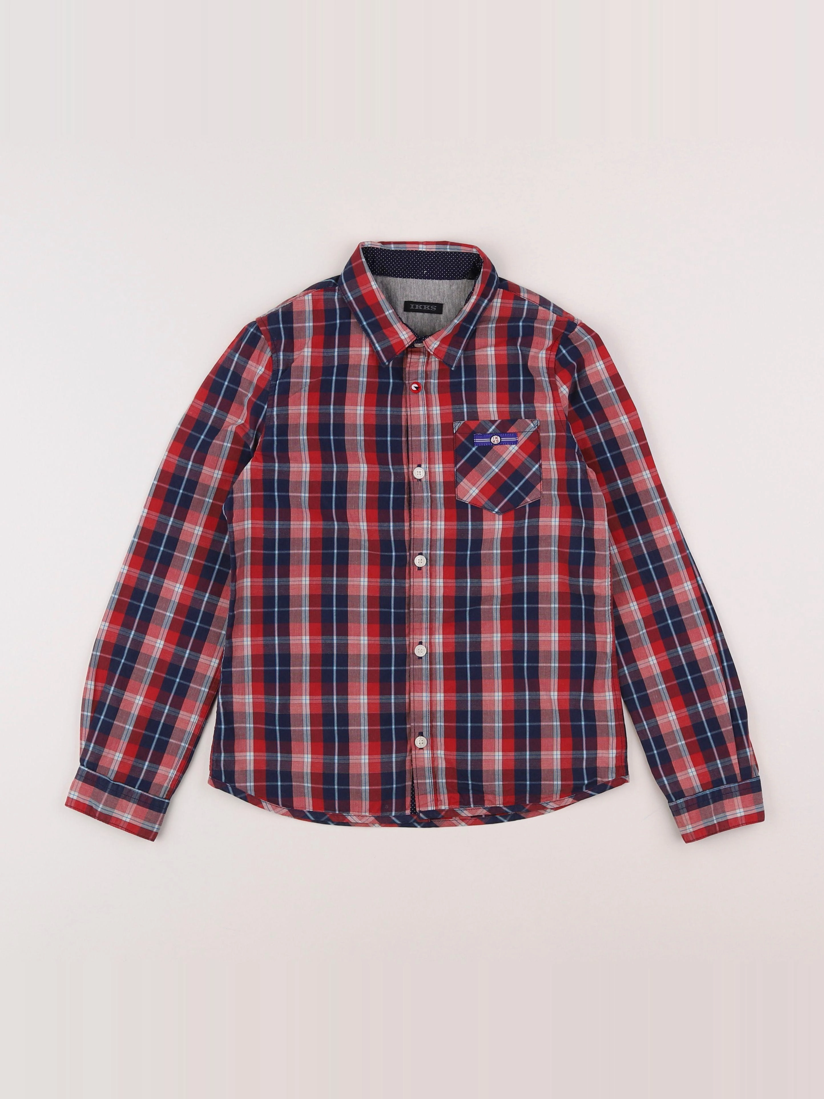 IKKS - chemise rouge, bleu - 8 ans