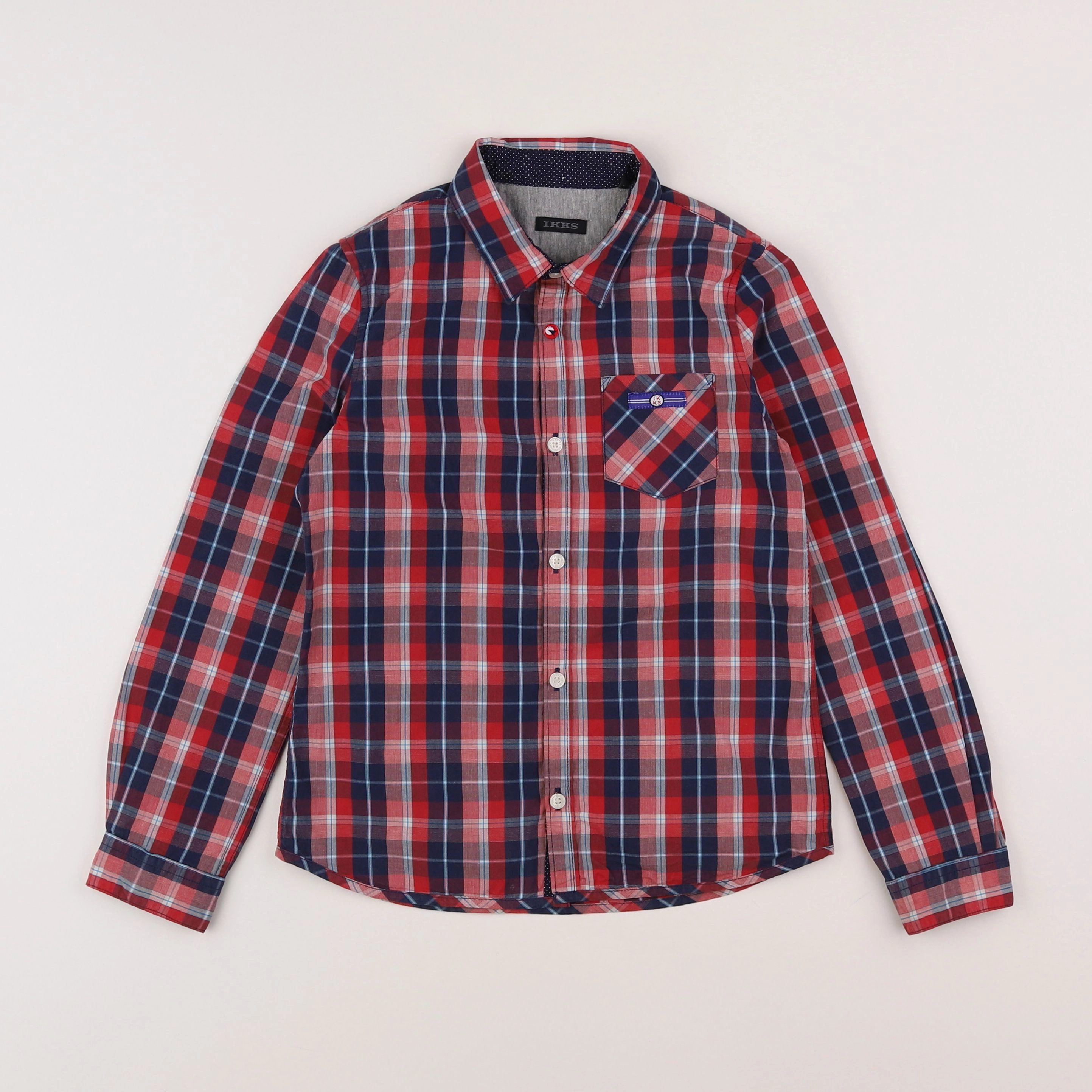 IKKS - chemise rouge, bleu - 8 ans