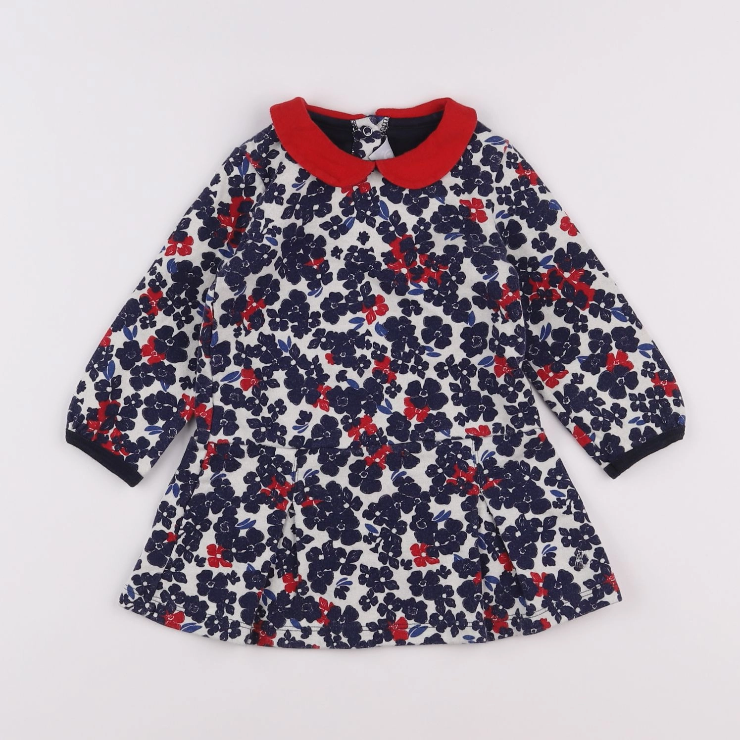 Petit Bateau - robe bleu, rouge - 18 mois