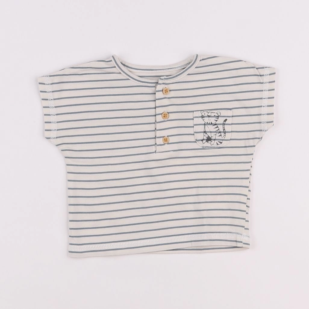 Vertbaudet - tee-shirt blanc, vert - 3 mois