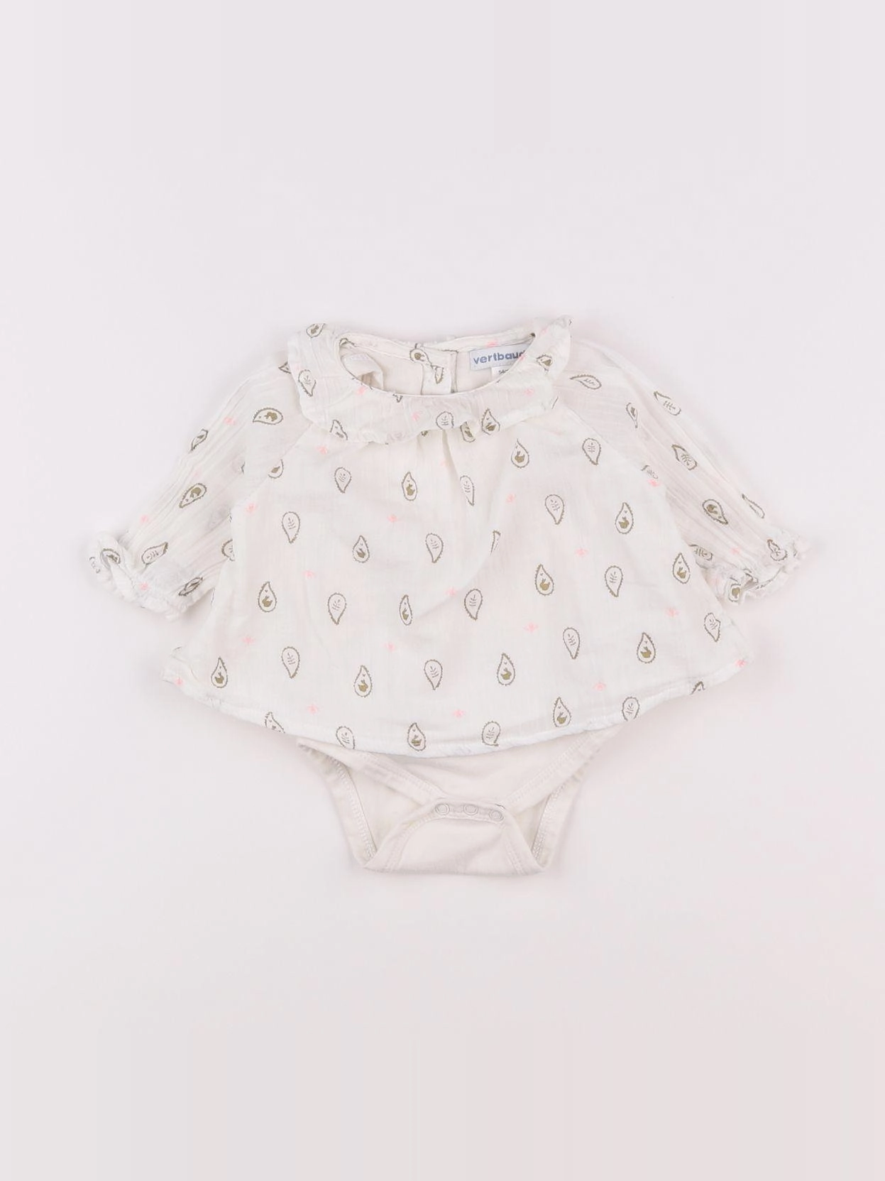 Vertbaudet - body blouse blanc - 1 mois