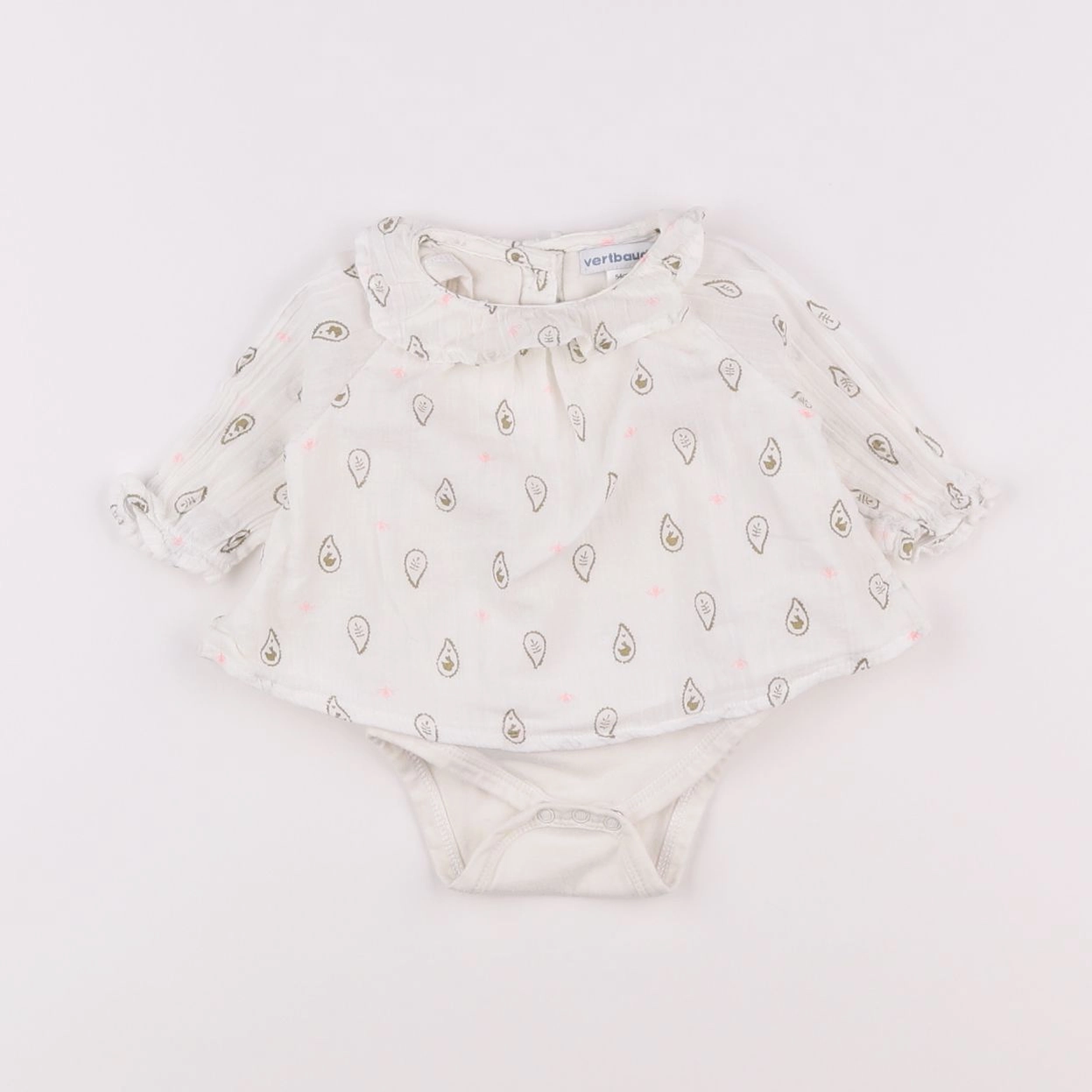 Vertbaudet - body blouse blanc - 1 mois