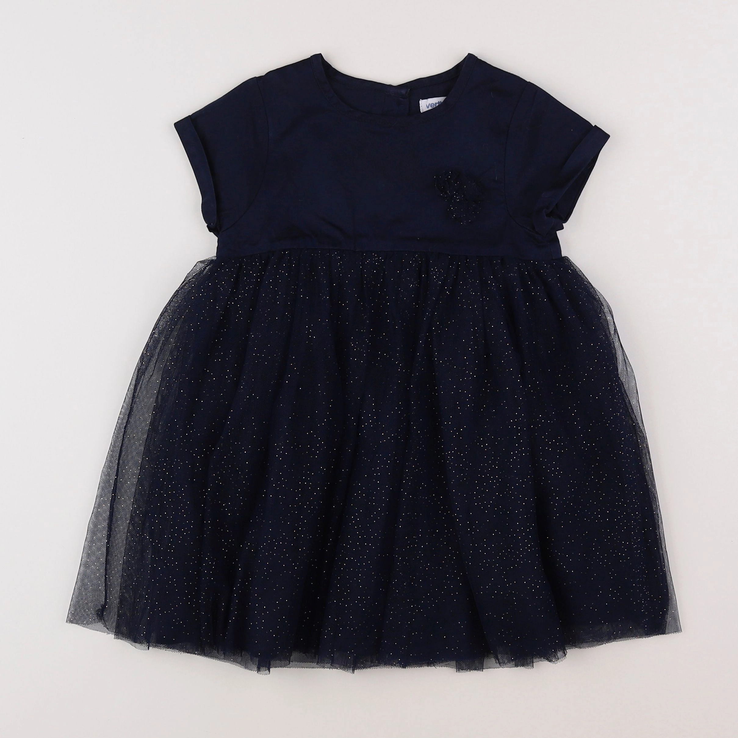 Vertbaudet - robe bleu, or - 2 ans