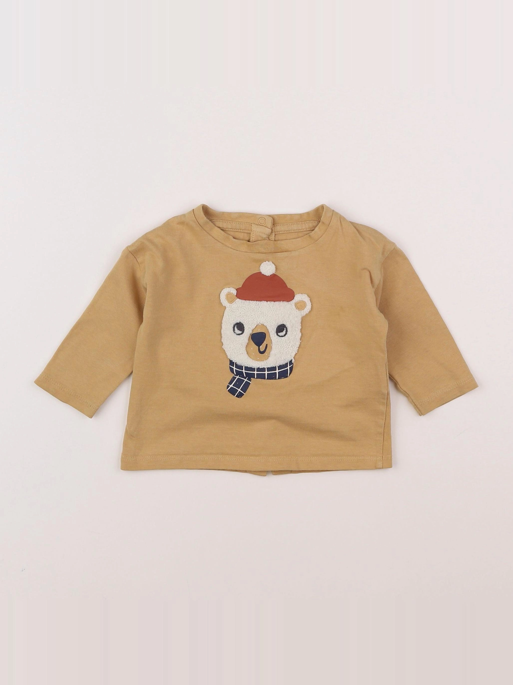 Vertbaudet - tee-shirt beige - 6 mois