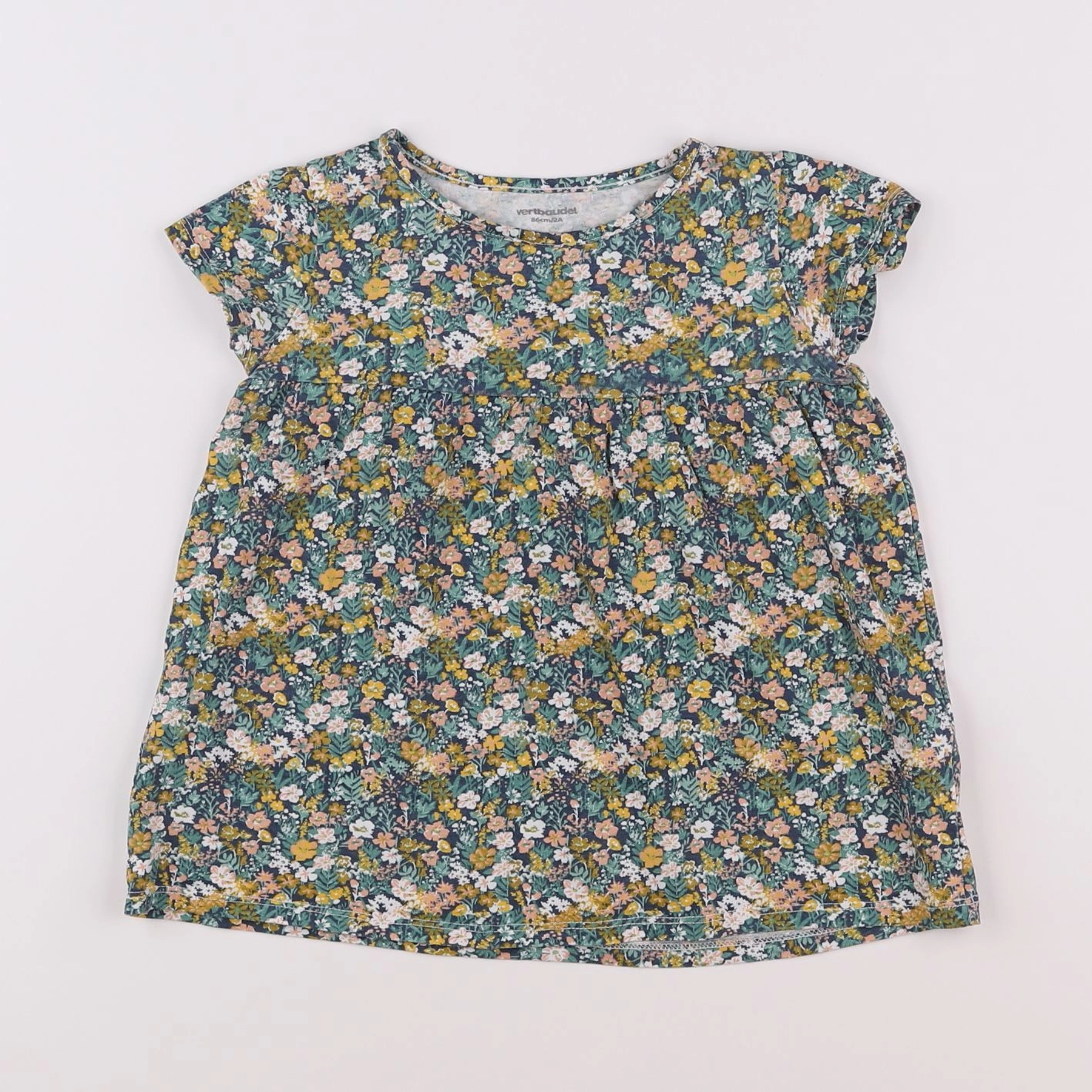 Vertbaudet - robe vert, jaune - 2 ans