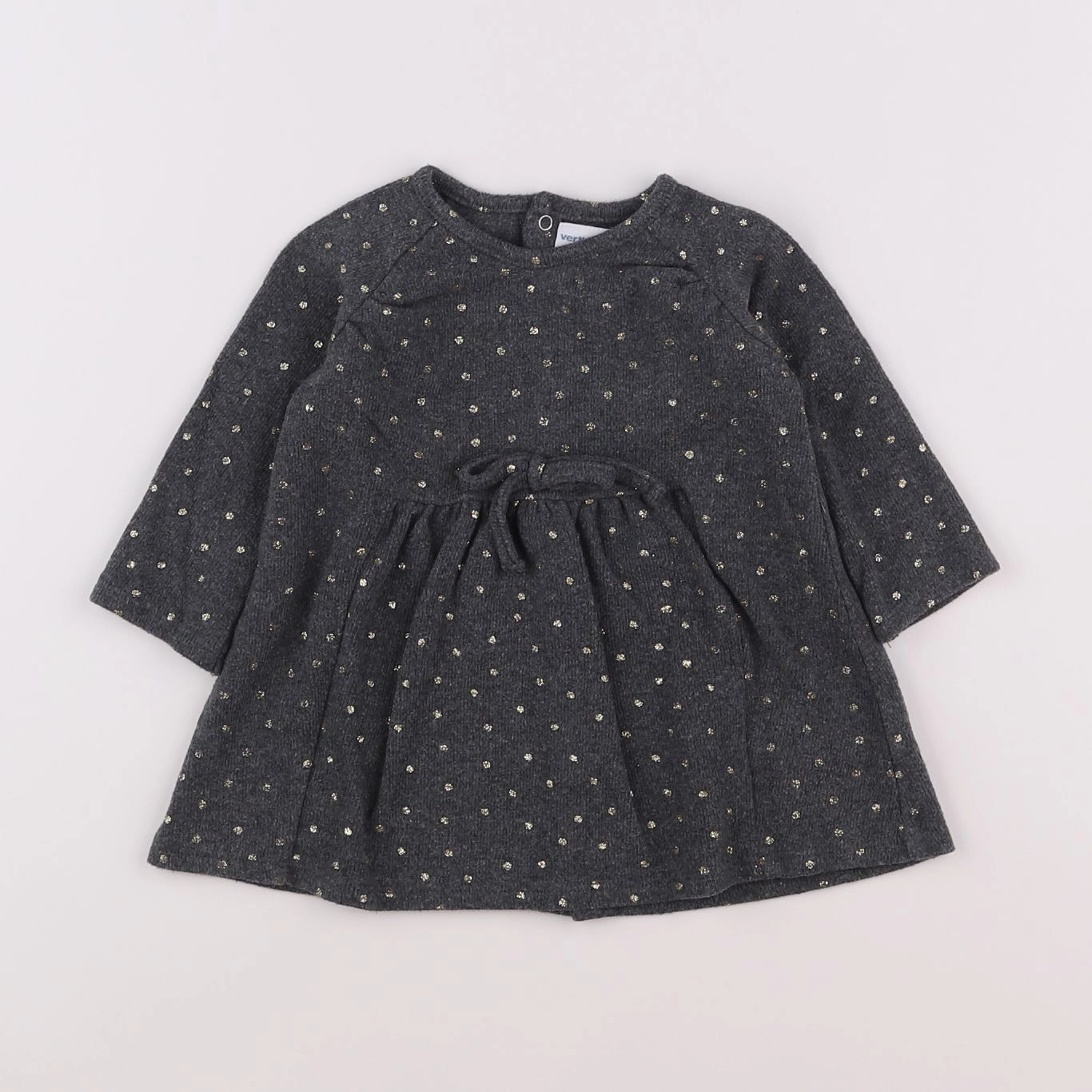 Vertbaudet - robe gris, or - 9 mois