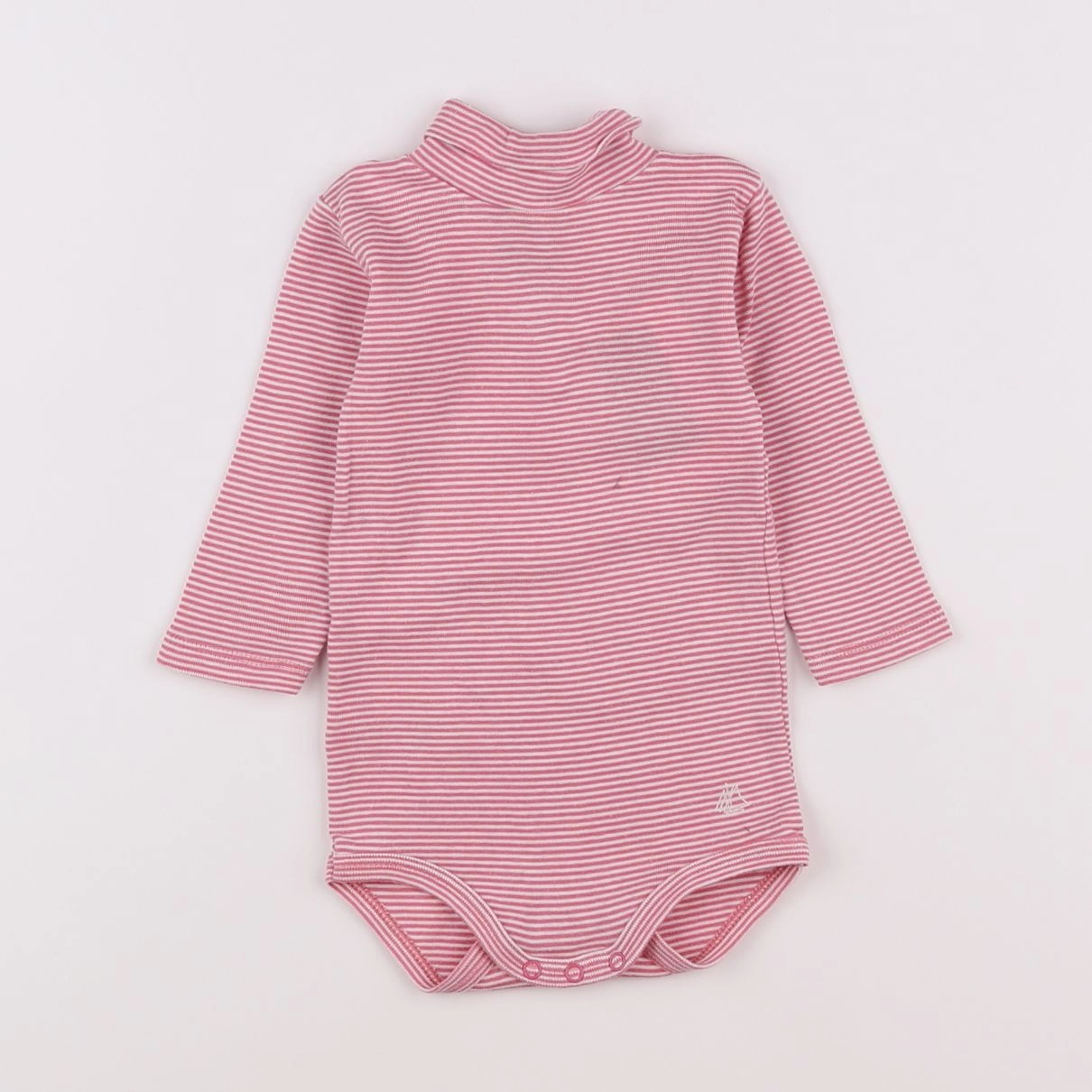 Petit Bateau - body à col rose, blanc - 6 mois