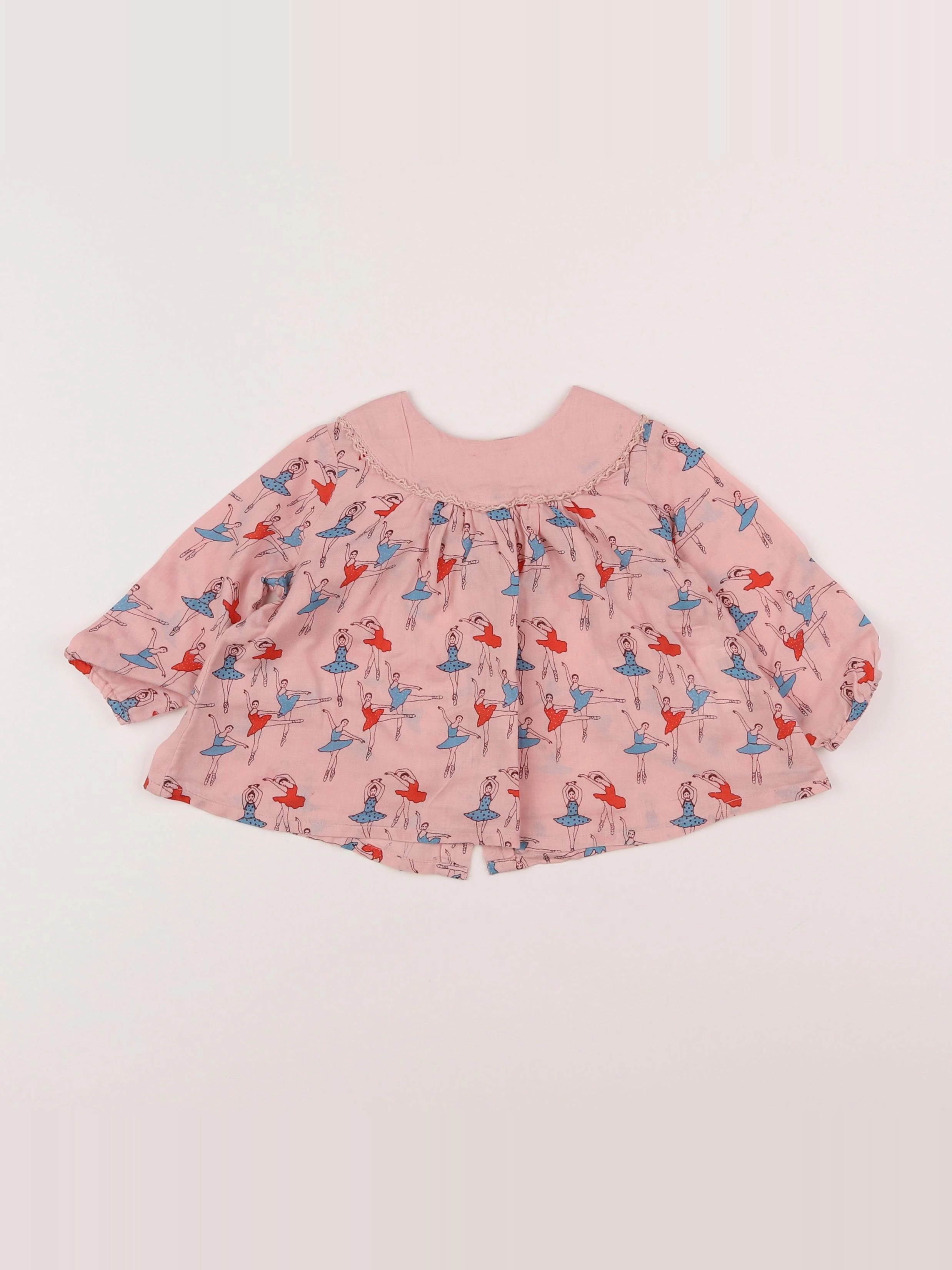 Monoprix - blouse rose - 6/9 mois