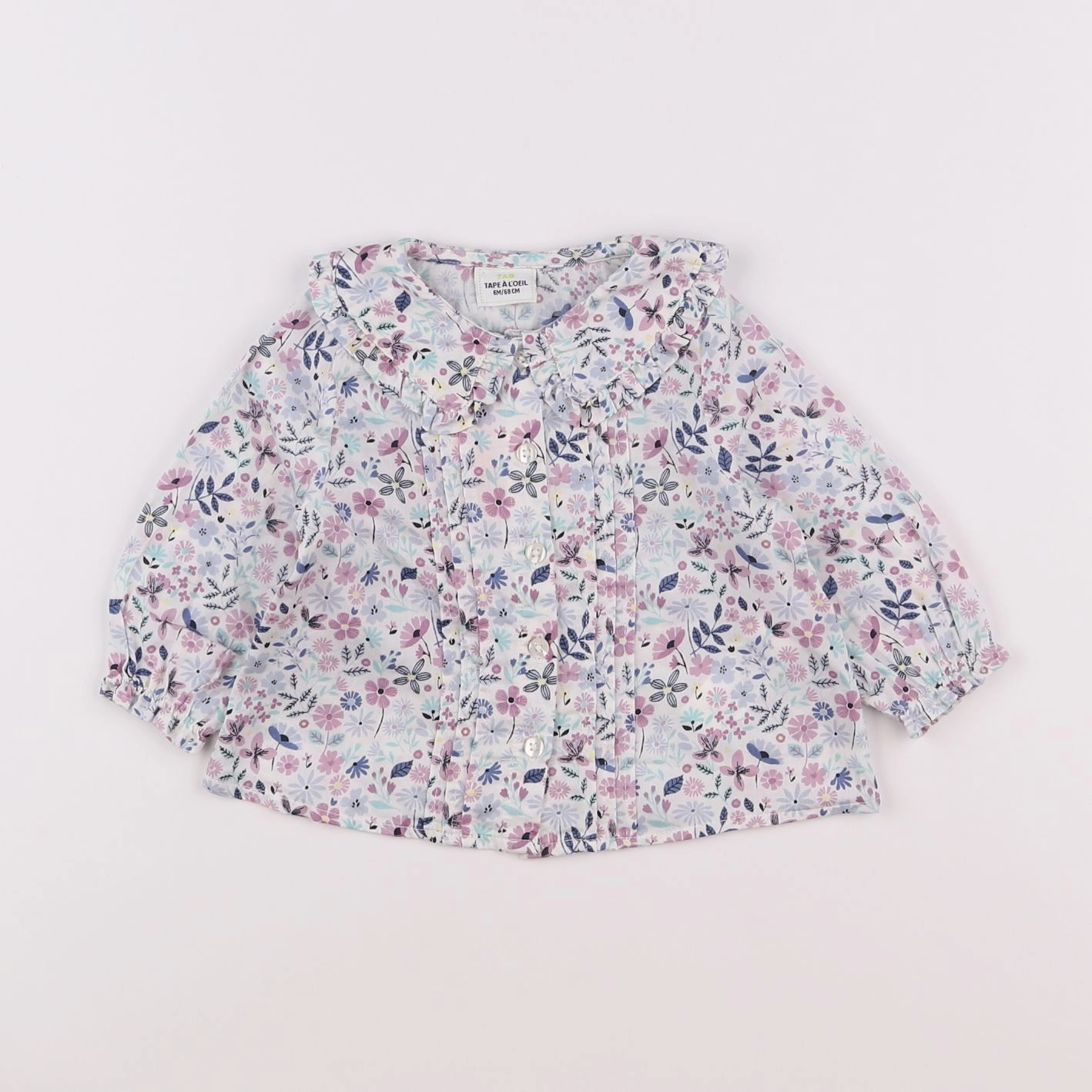 Tape à l'oeil - blouse blanc, violet - 6 mois