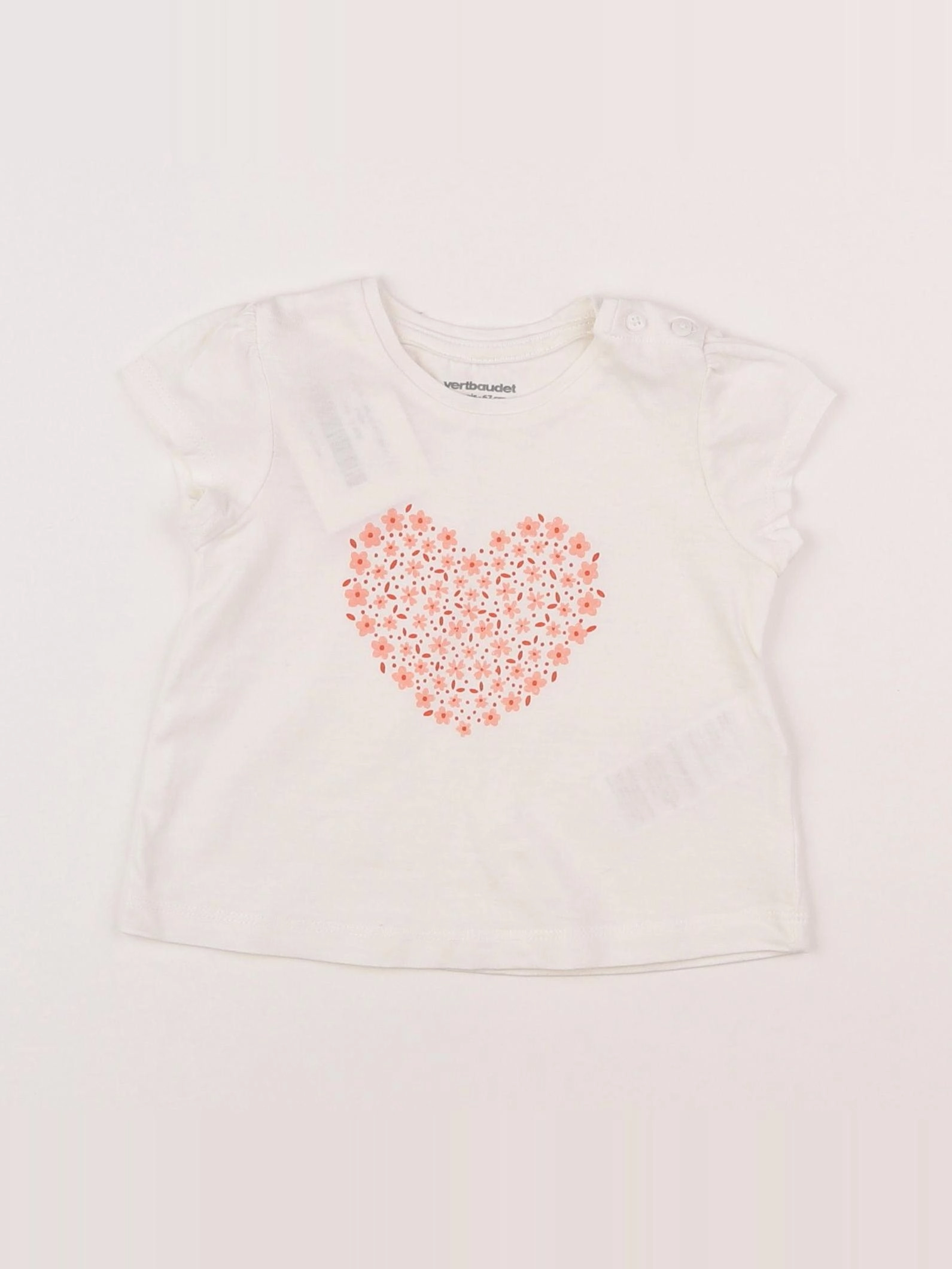 Vertbaudet - tee-shirt blanc - 6 mois