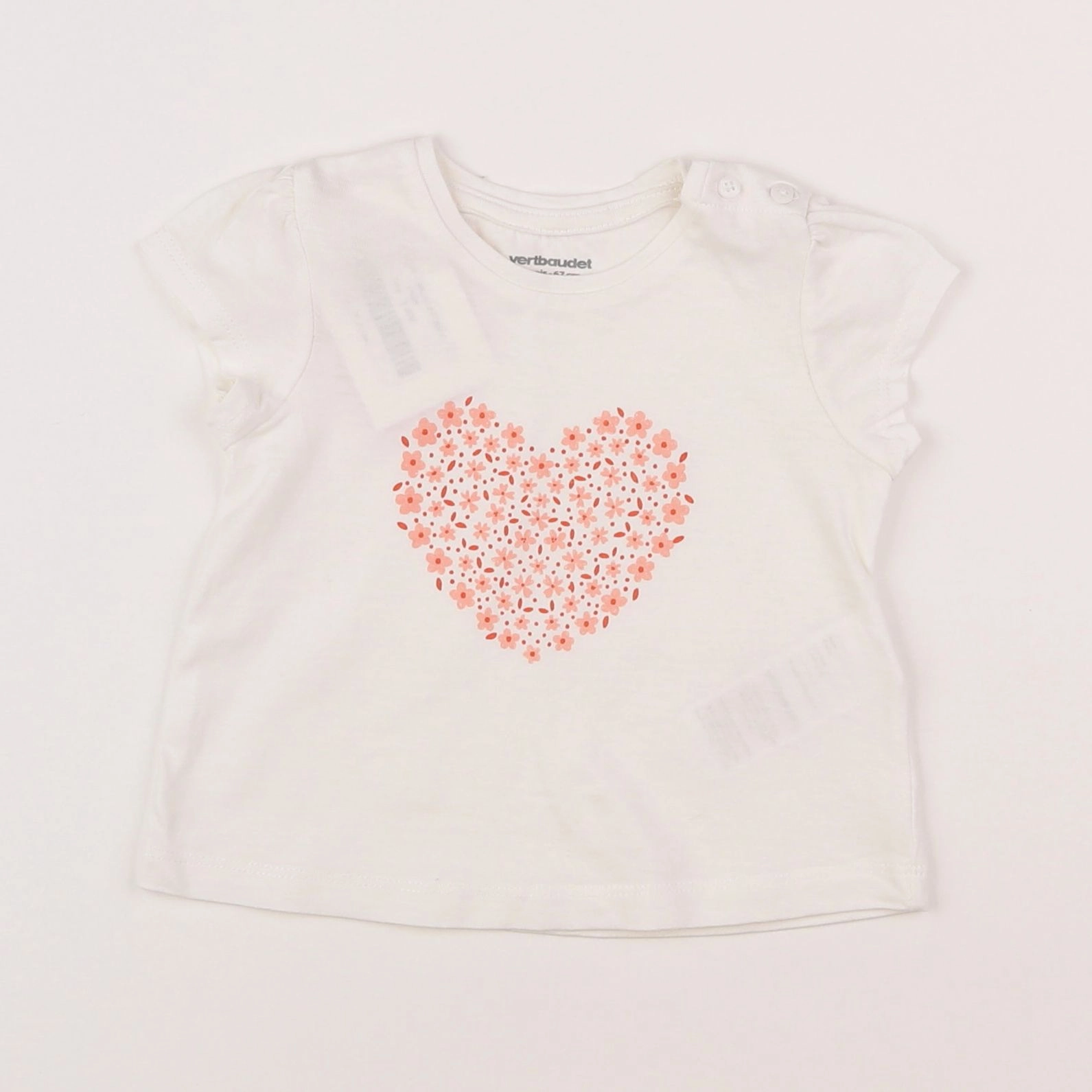 Vertbaudet - tee-shirt blanc - 6 mois