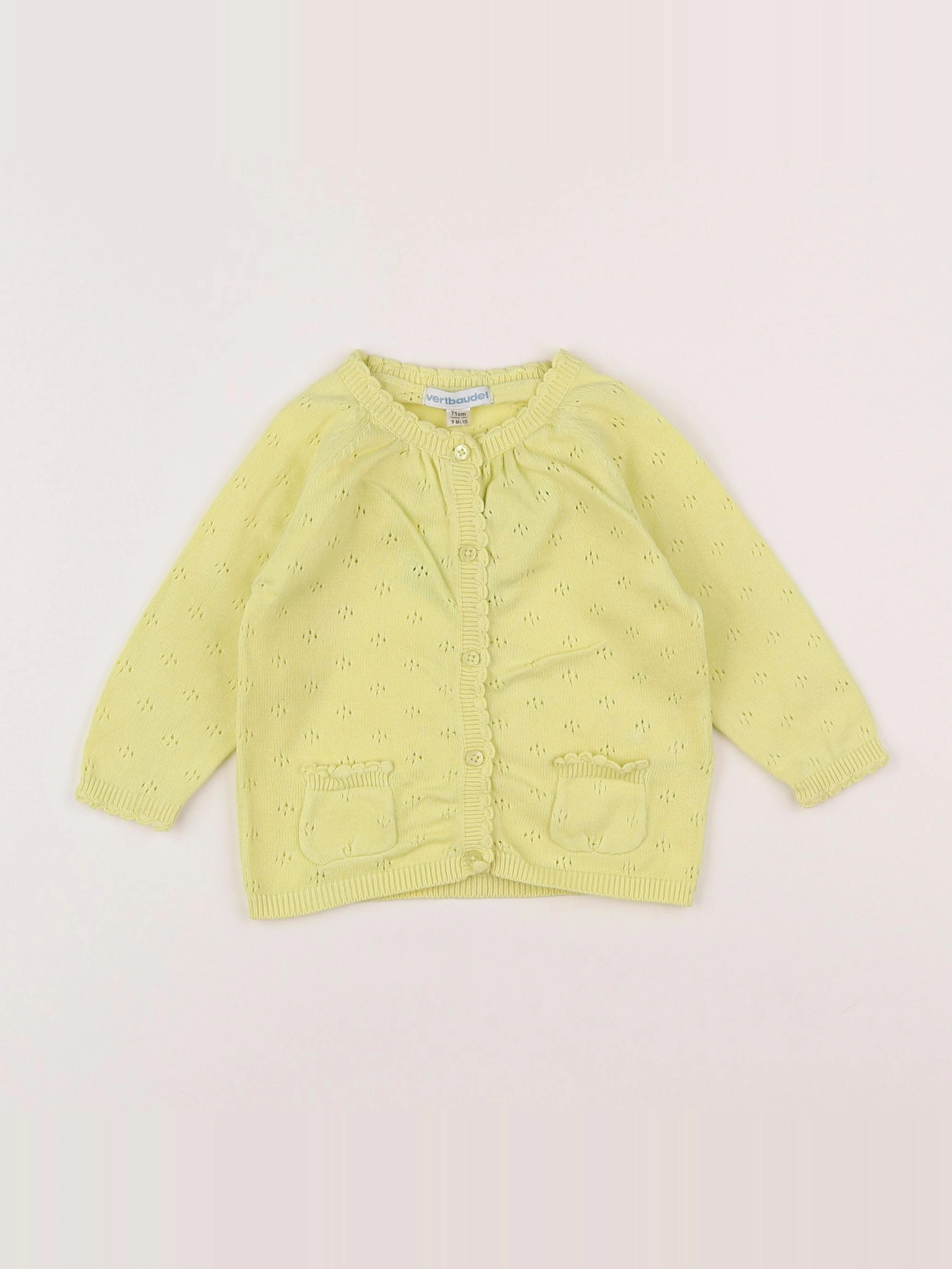 Vertbaudet - gilet jaune - 9 mois