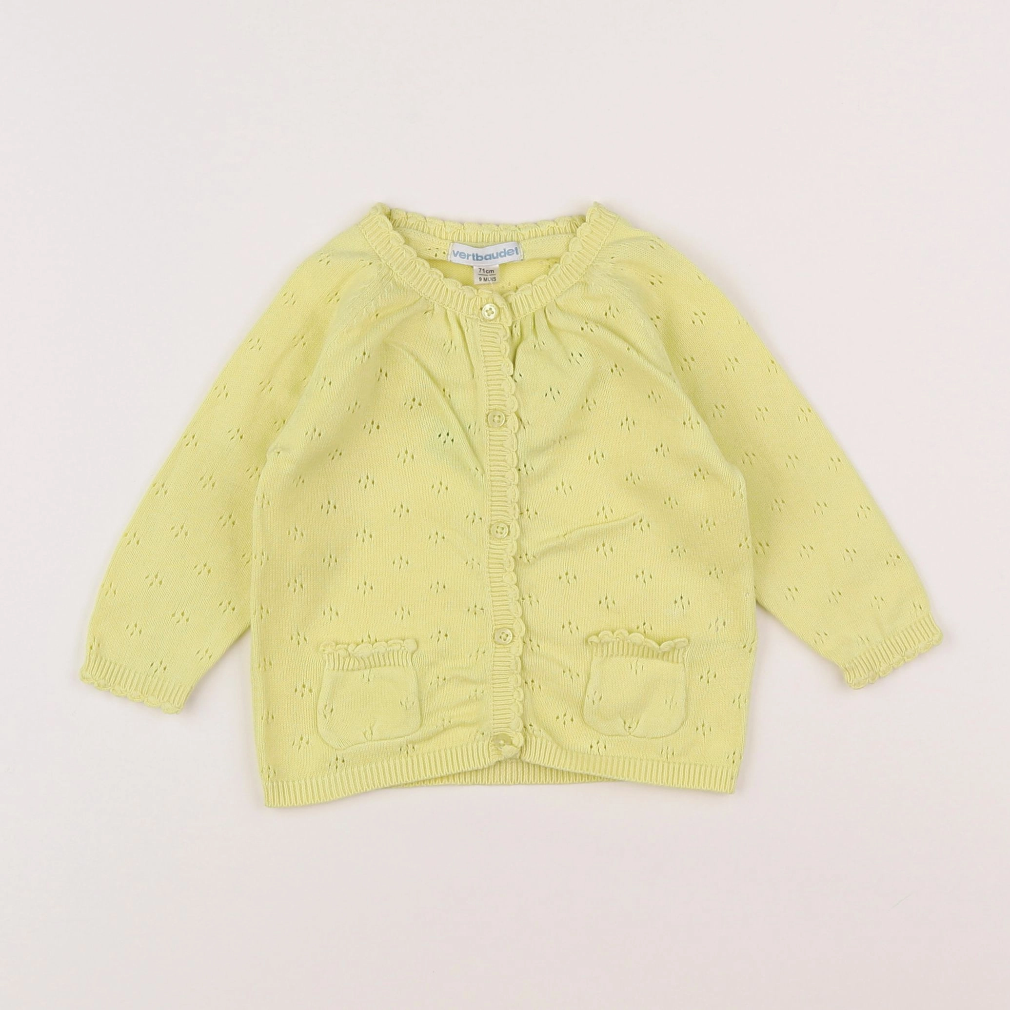 Vertbaudet - gilet jaune - 9 mois