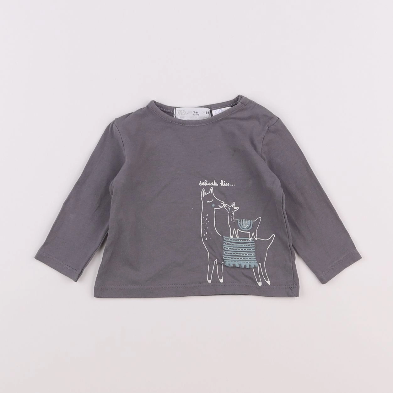 Zara - tee-shirt gris - 3/6 mois