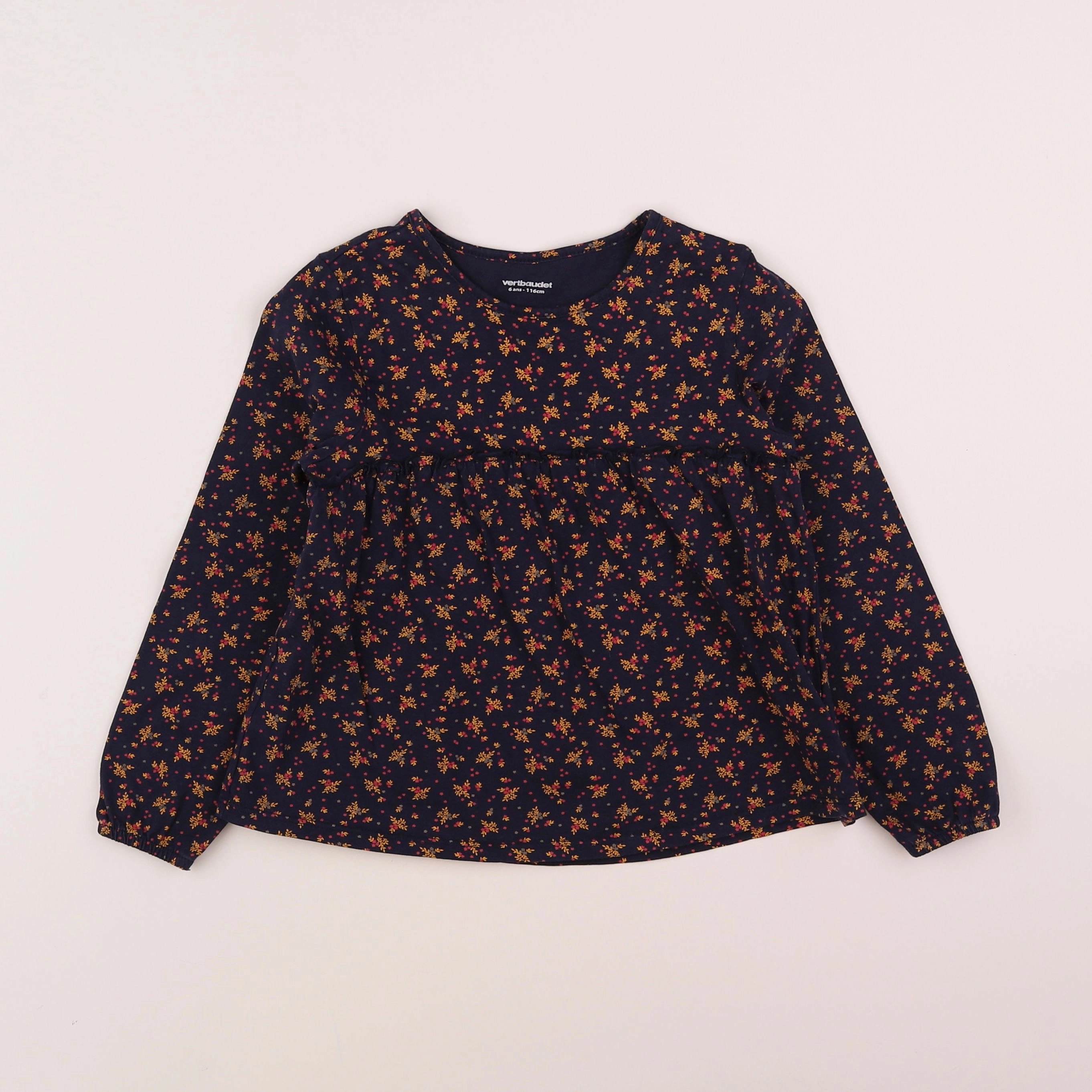Vertbaudet - tee-shirt bleu, orange - 6 ans