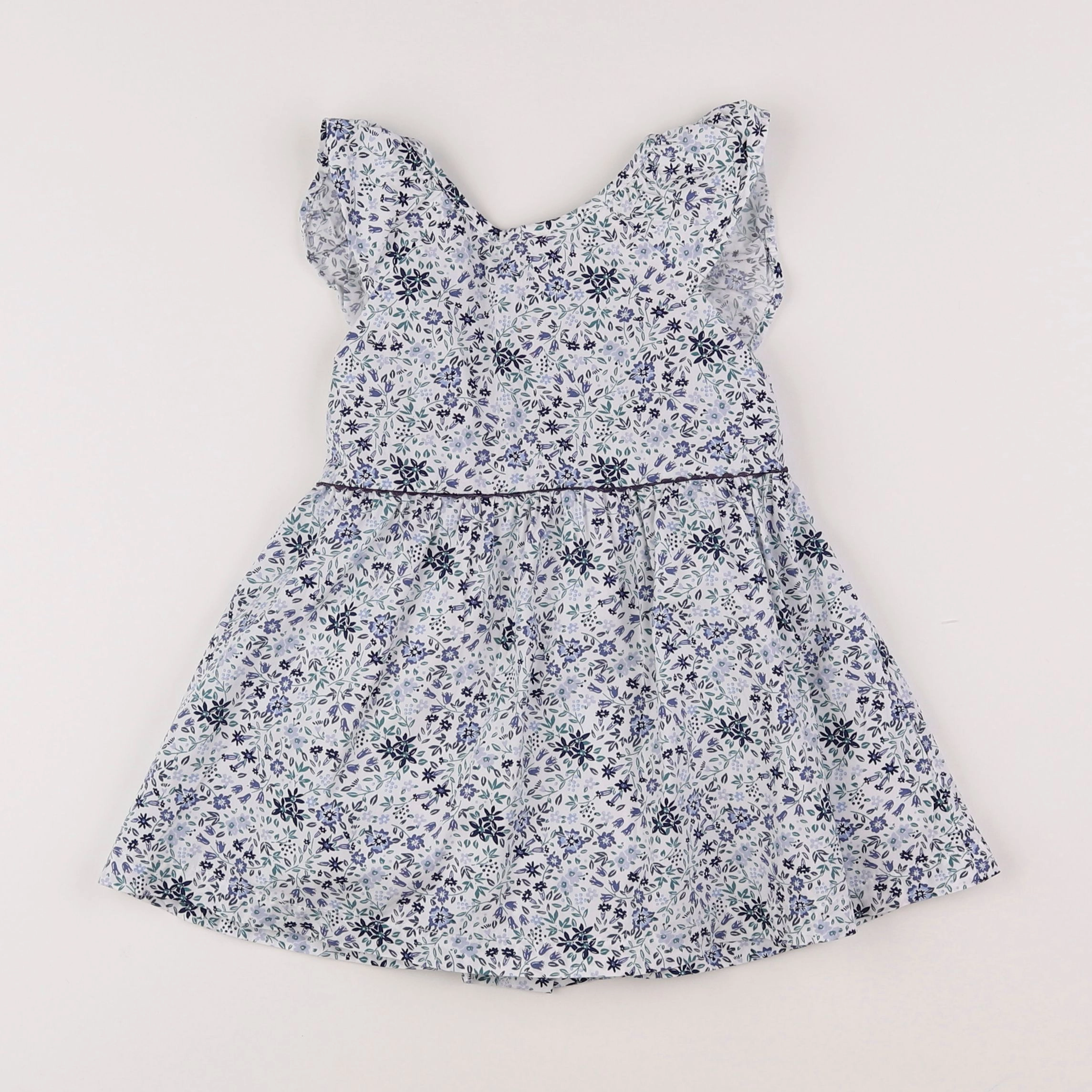 Vertbaudet - robe blanc, bleu - 18 mois