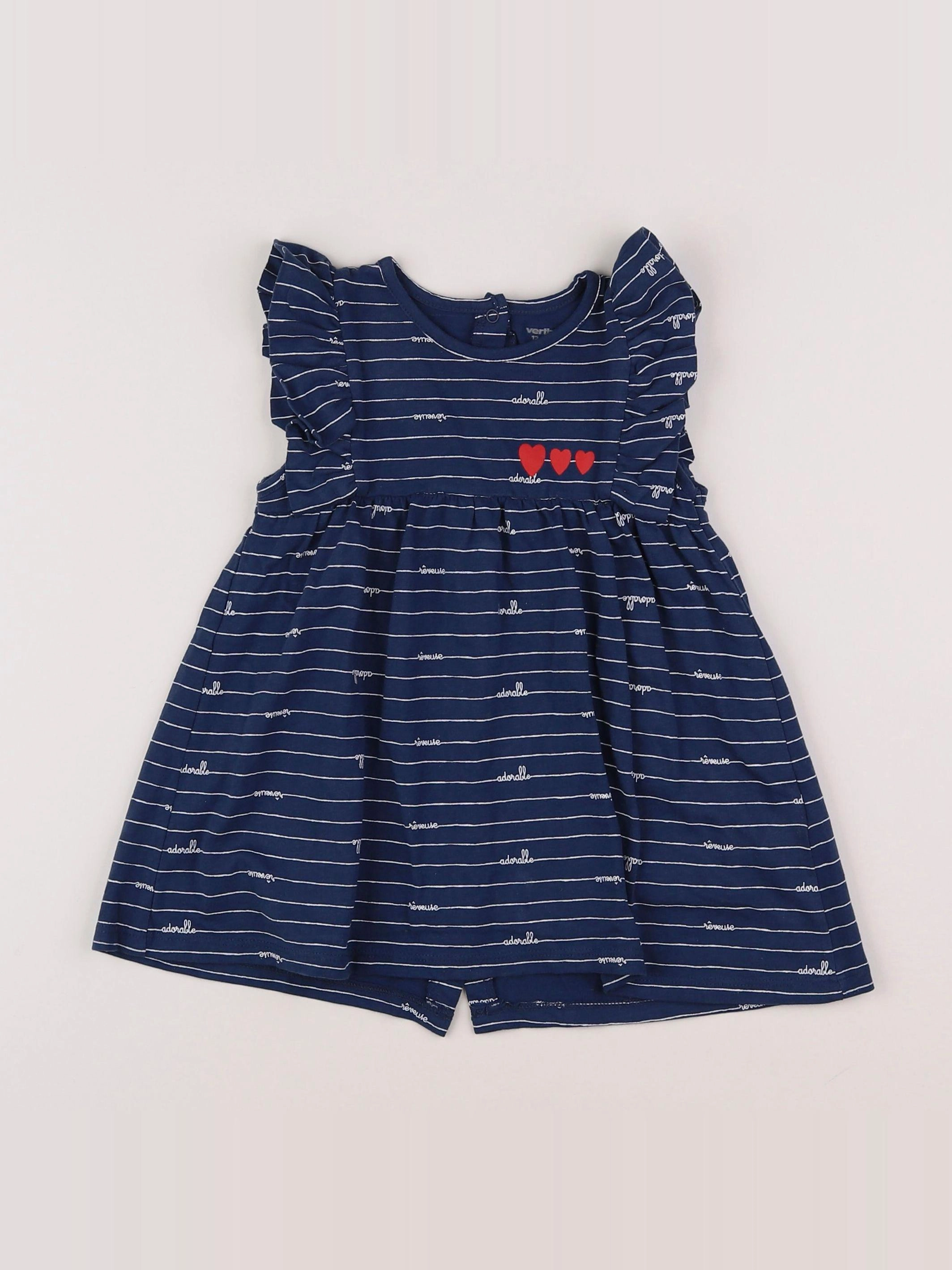 Vertbaudet - robe bleu - 12 mois