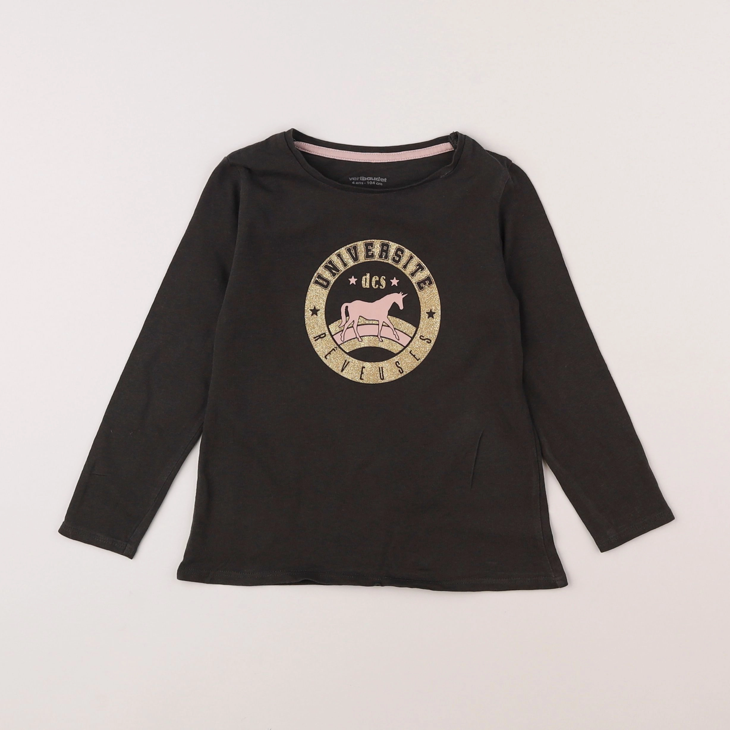Vertbaudet - tee-shirt taupe - 4 ans