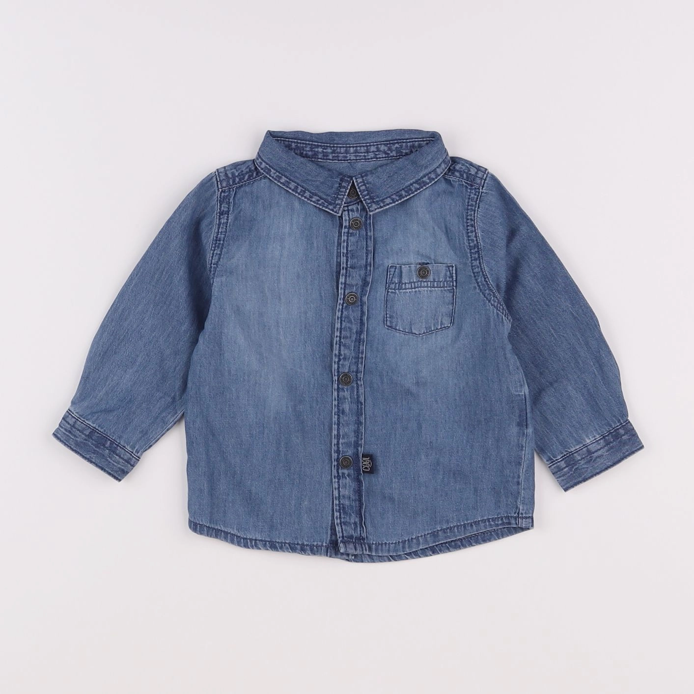 Vertbaudet - chemise bleu - 9 mois