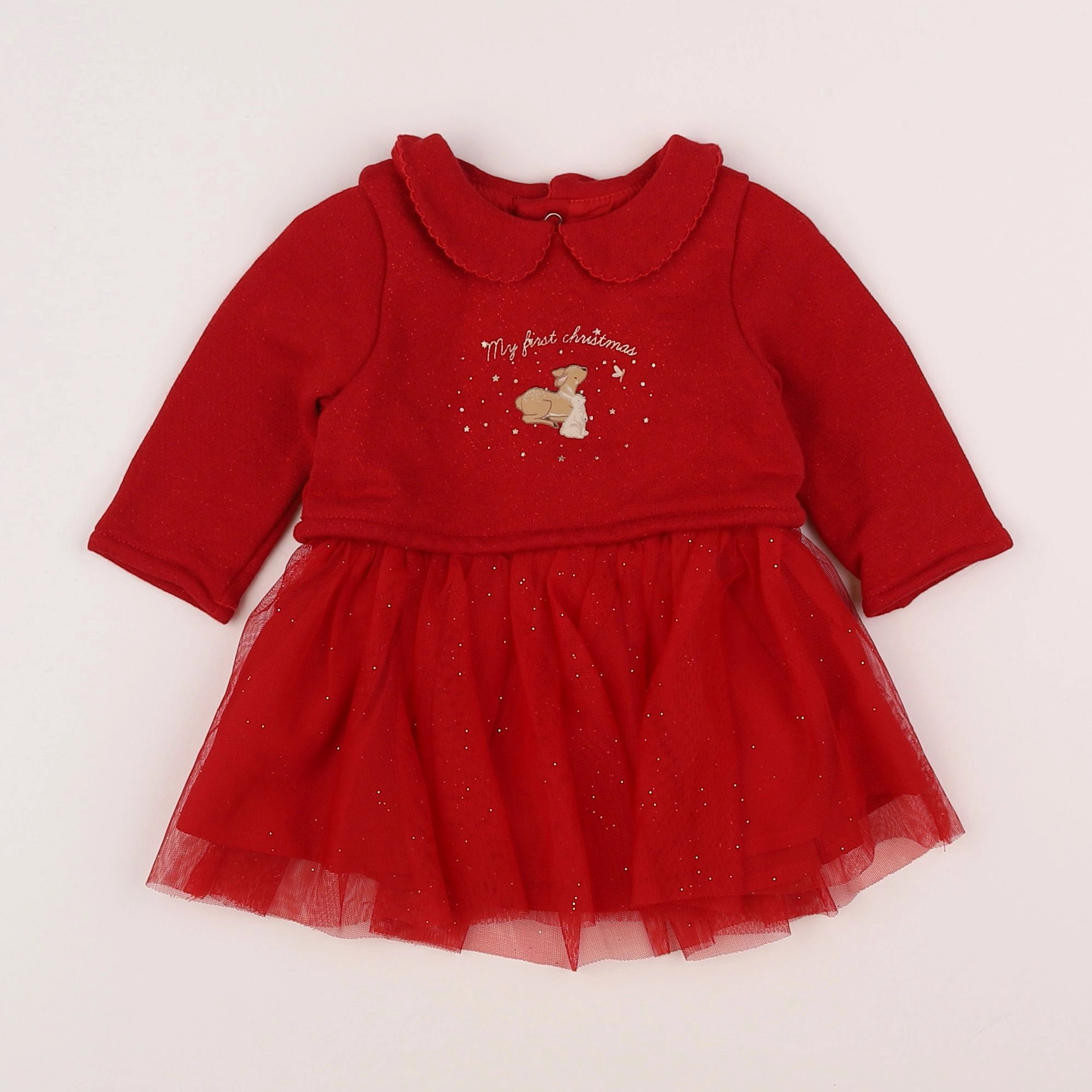 Vertbaudet - robe rouge, or - 3 mois