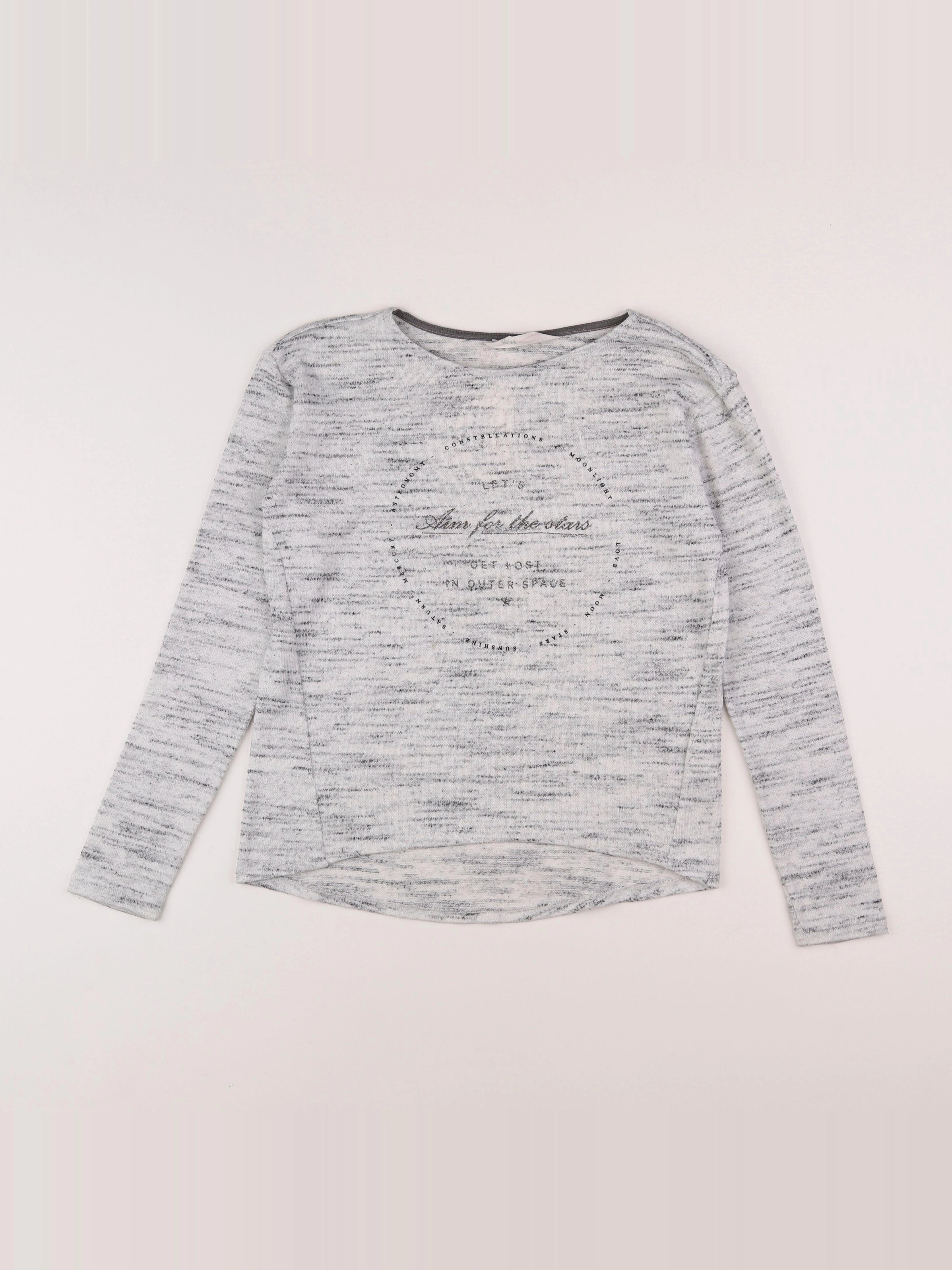 H&M - pull gris, argent - 10/12 ans