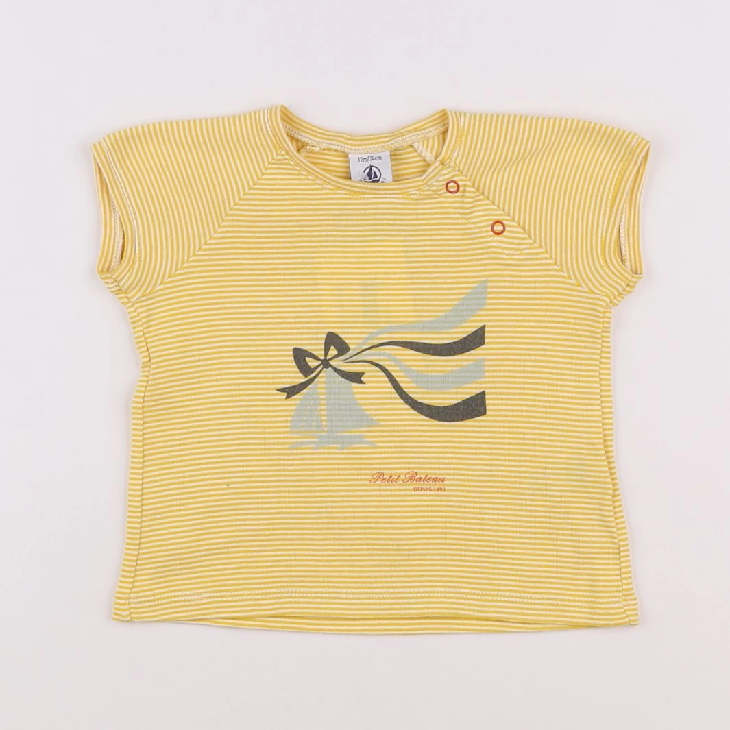 Petit Bateau - tee-shirt blanc, jaune - 12 mois