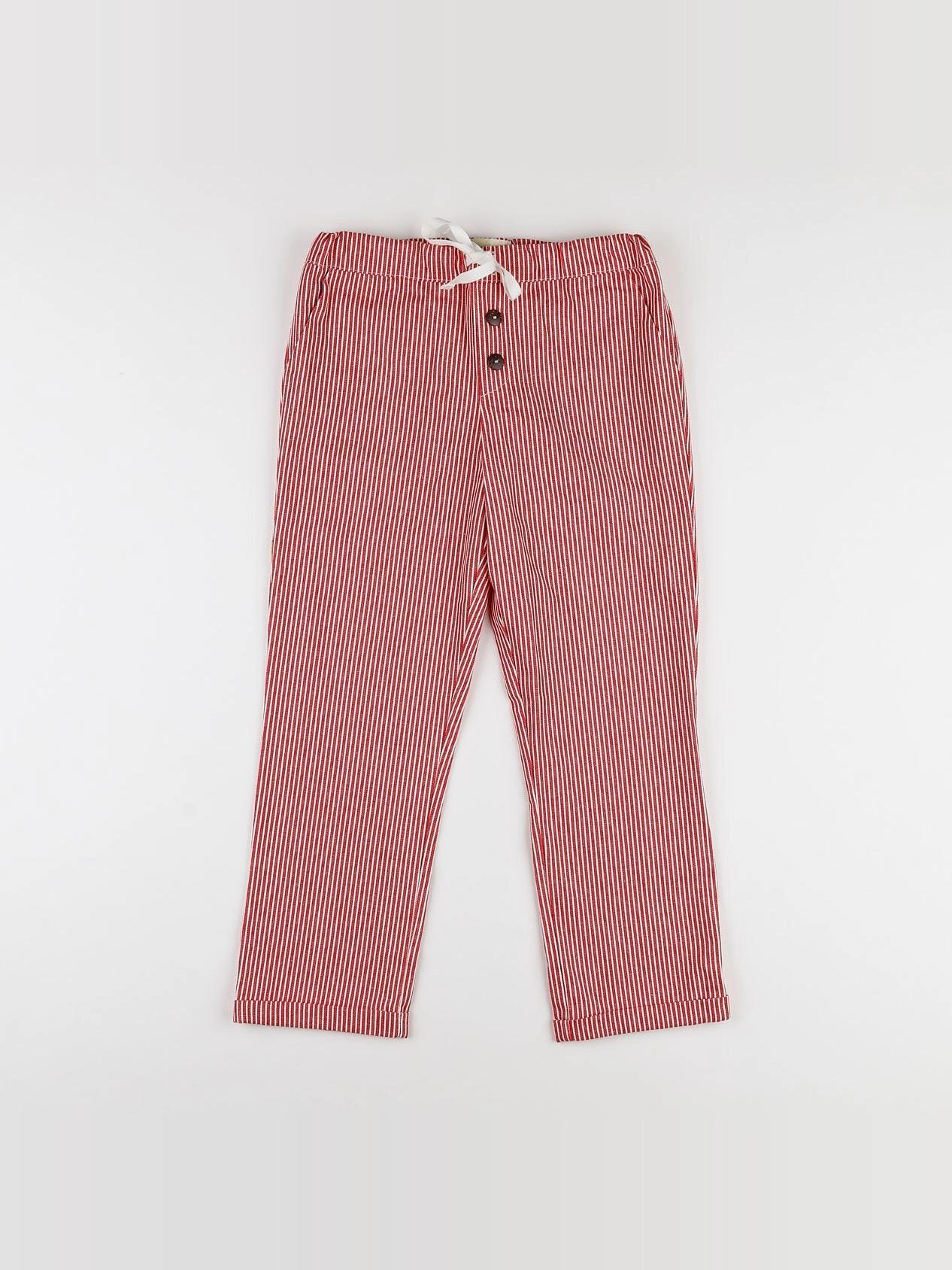 Frangin Frangine - pantalon rayé blanc, rouge - 10 ans