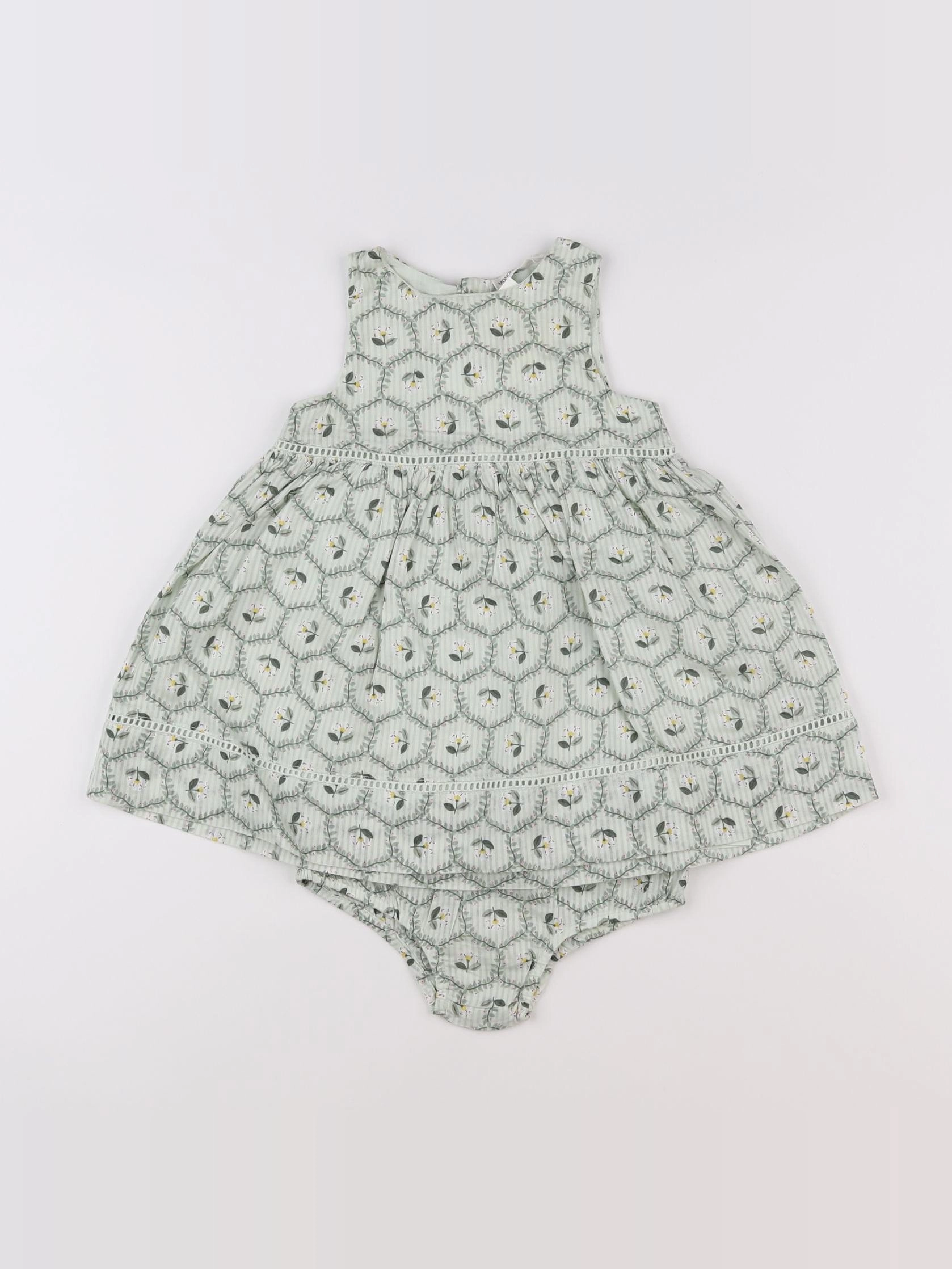 Monoprix - robe vert - 9 mois