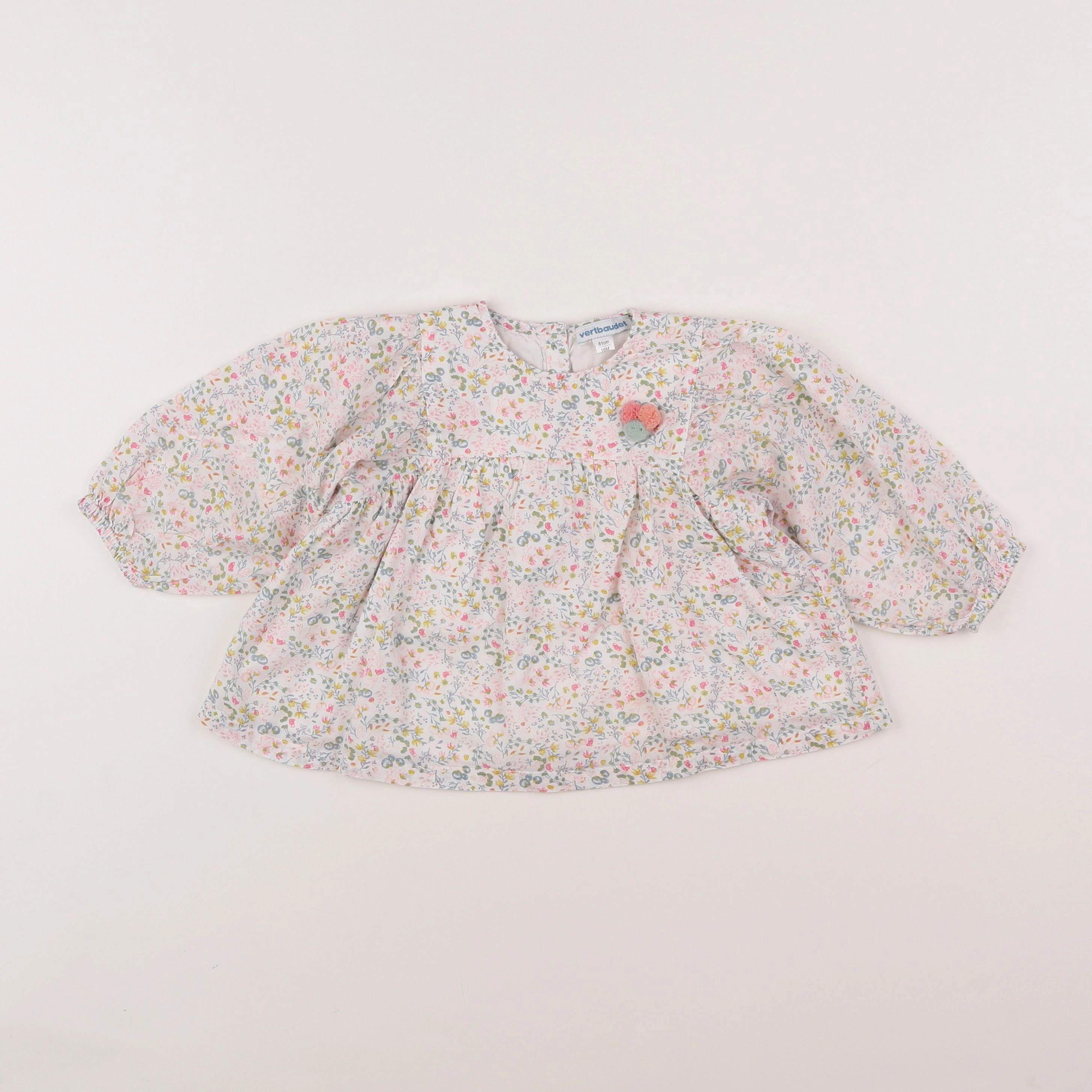 Vertbaudet - blouse blanc, rose - 18 mois