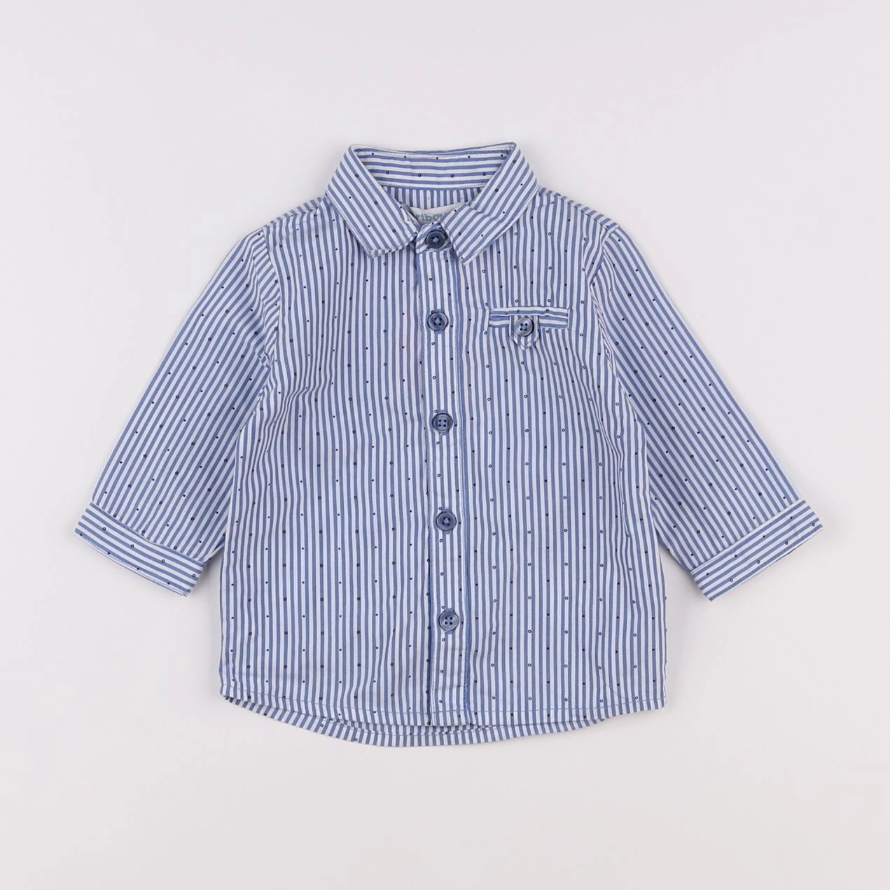 Vertbaudet - chemise bleu, blanc - 3 mois