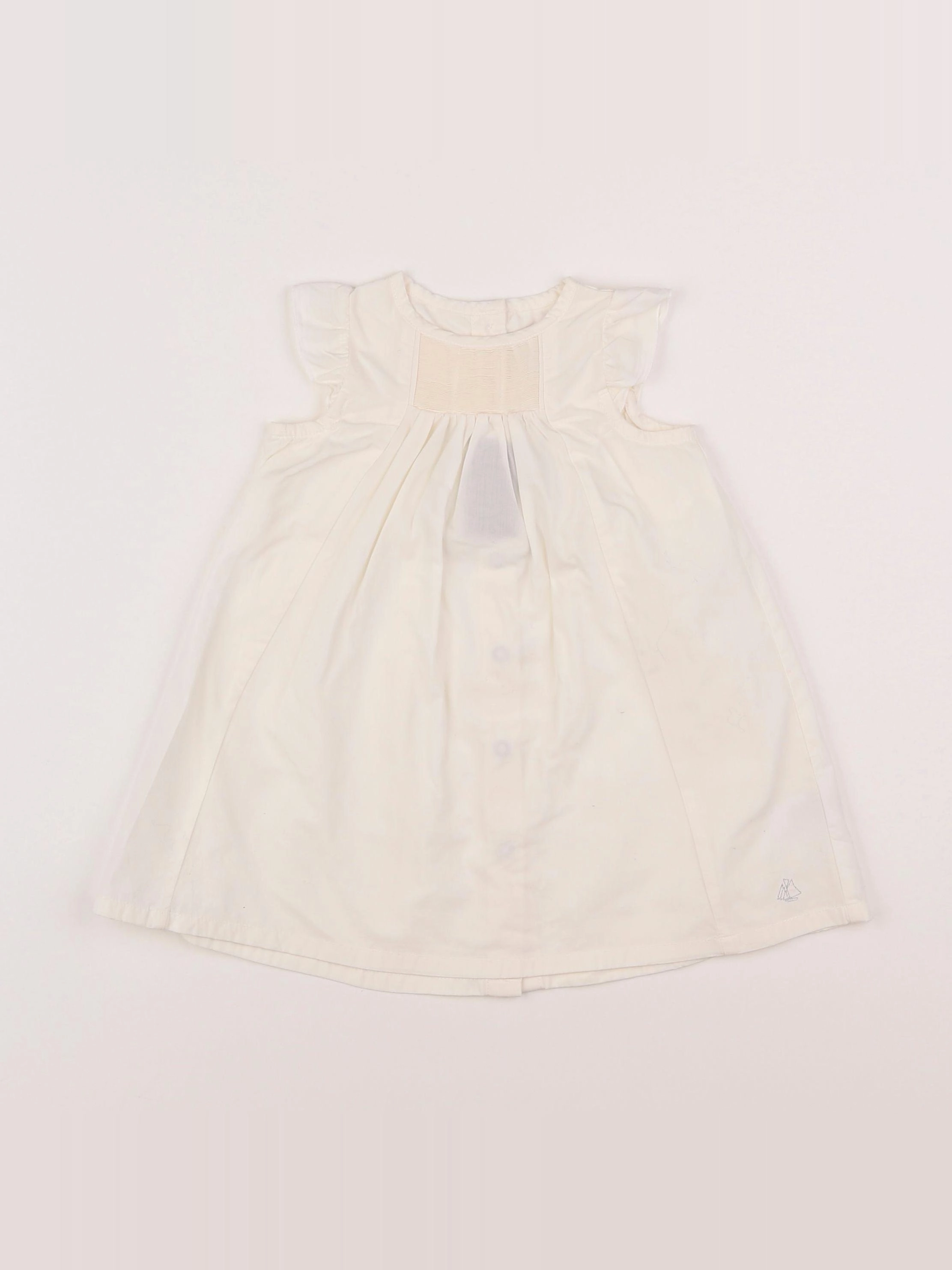 Petit Bateau - robe blanc - 12 mois