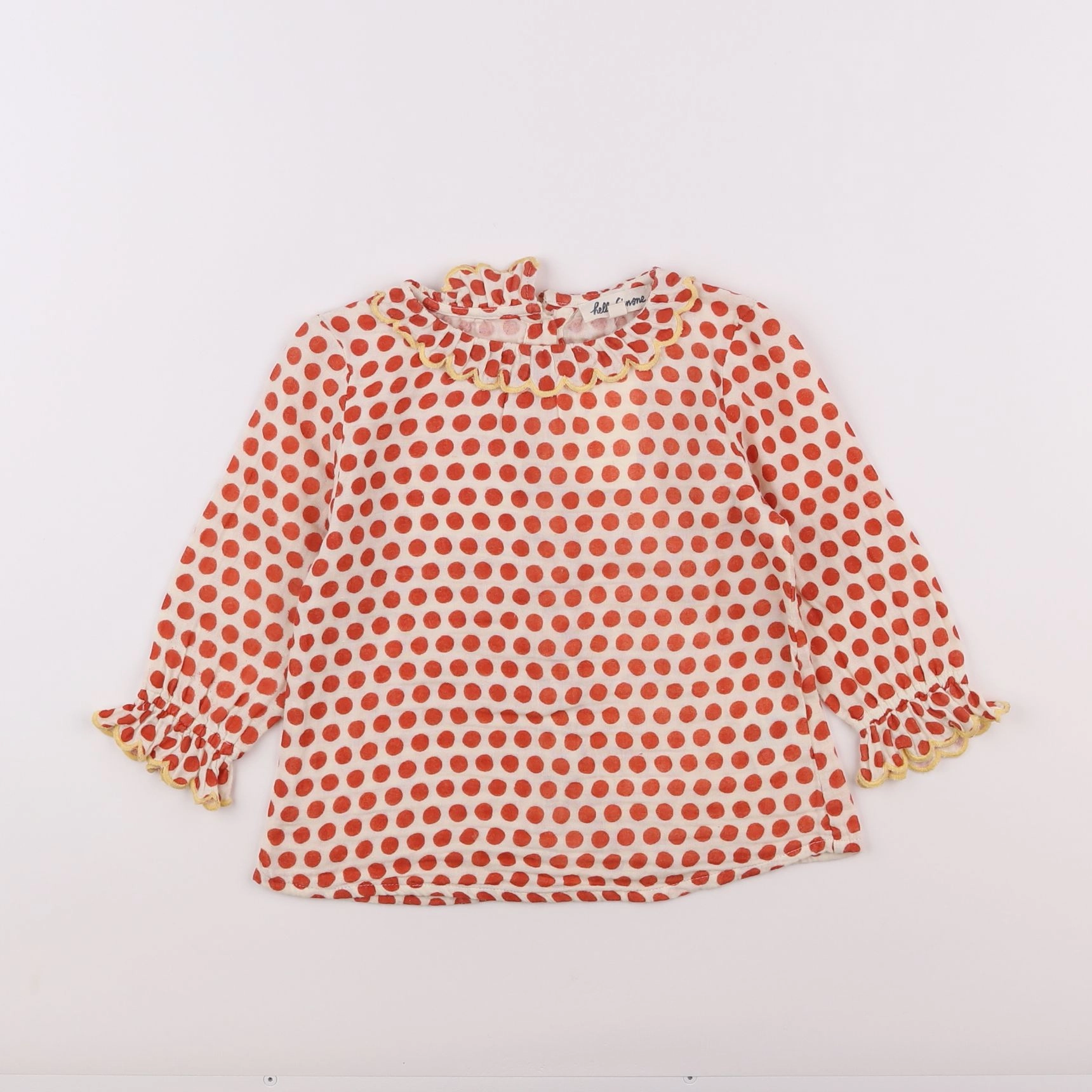 Hello Simone - blouse rouge, blanc - 2 ans