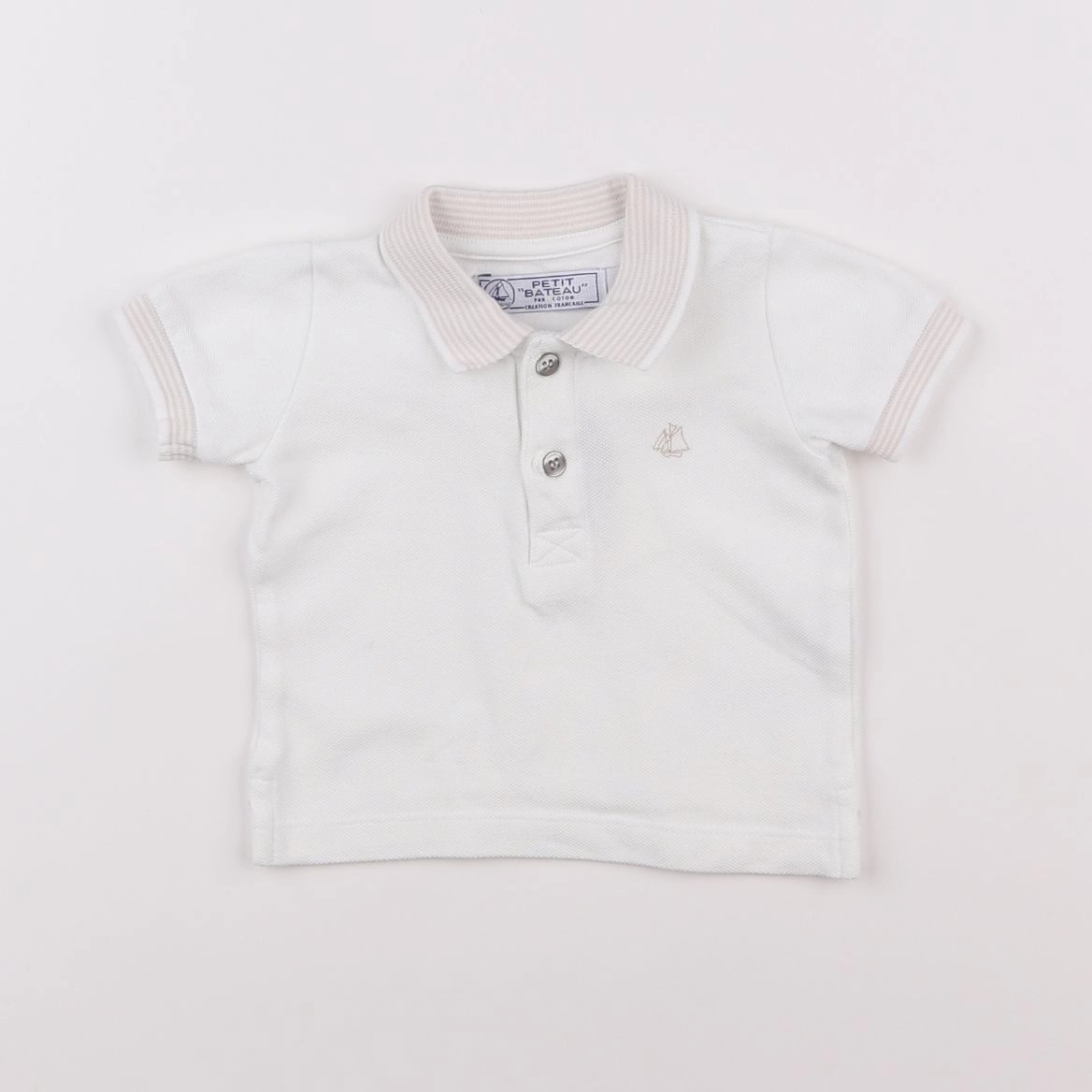 Petit Bateau - polo blanc - 6 mois