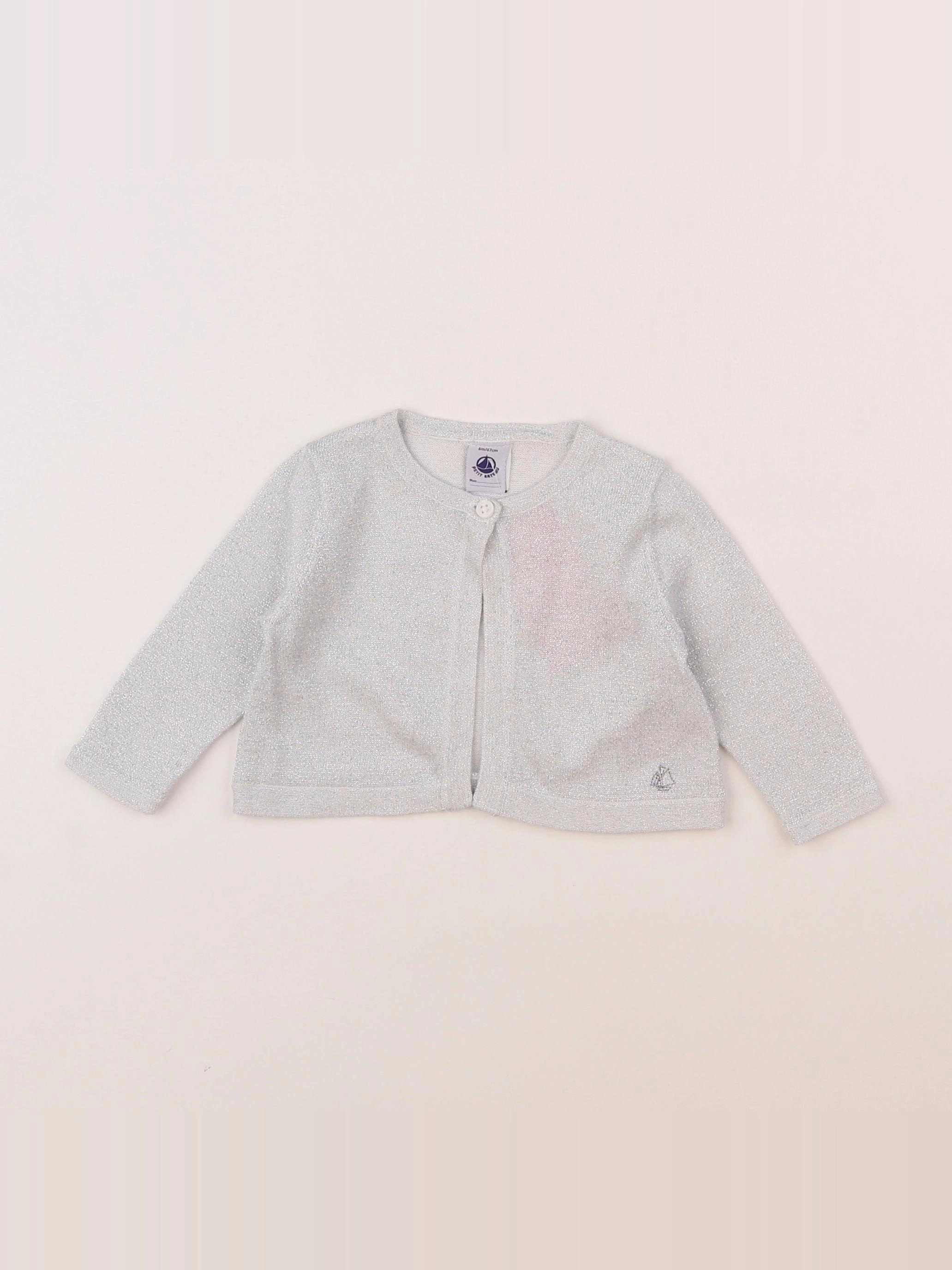 Petit Bateau - gilet gris, argent - 6 mois