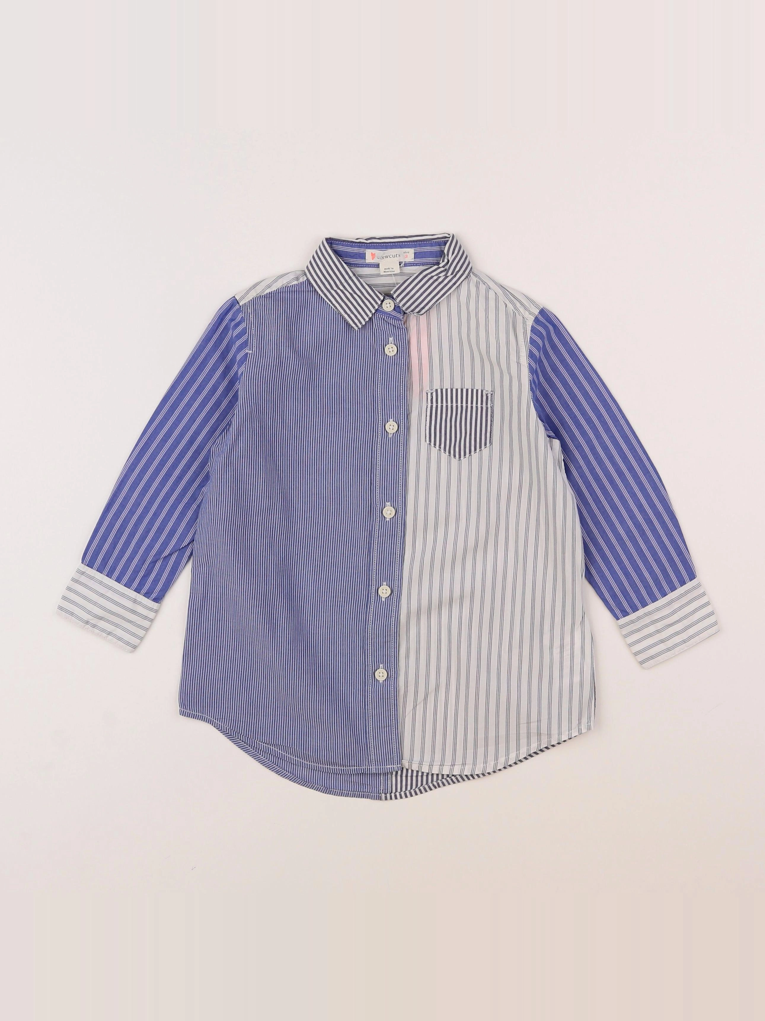 Crewcuts - chemise blanc, bleu - 3 ans
