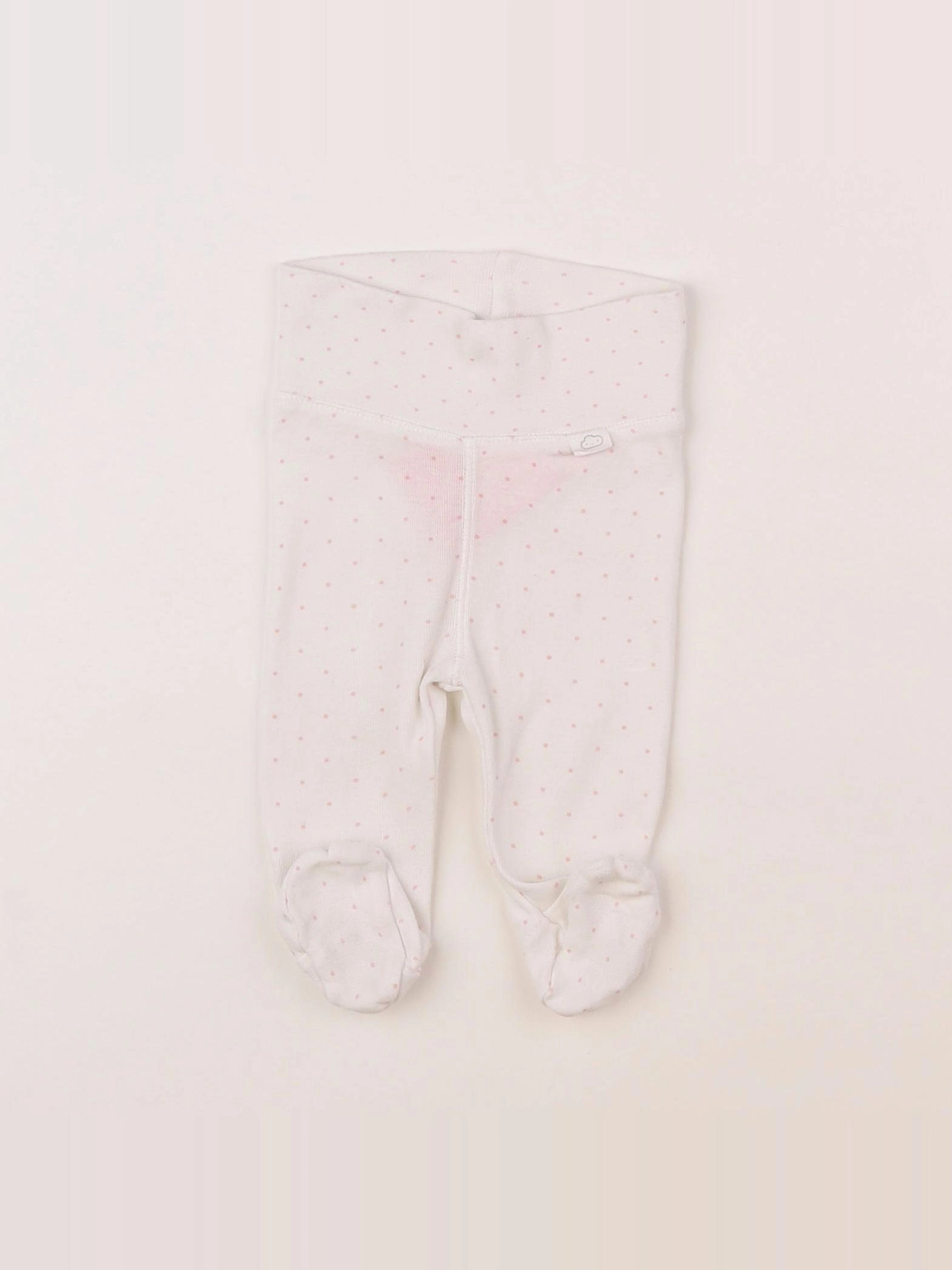 H&M - pantalon blanc, rose - 1/3 mois