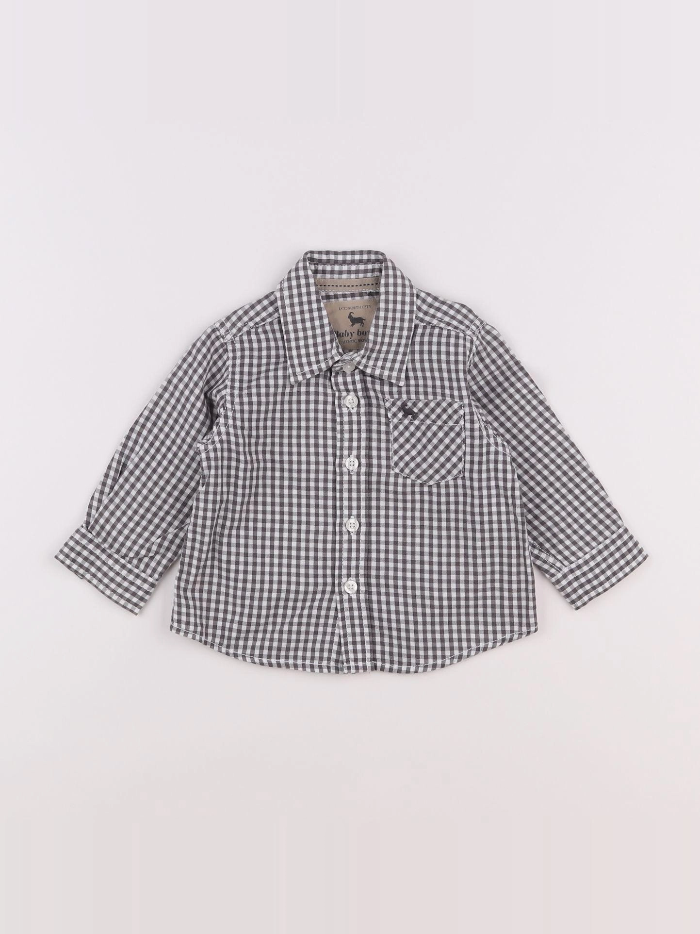 Zara - chemise blanc, gris - 3/6 mois
